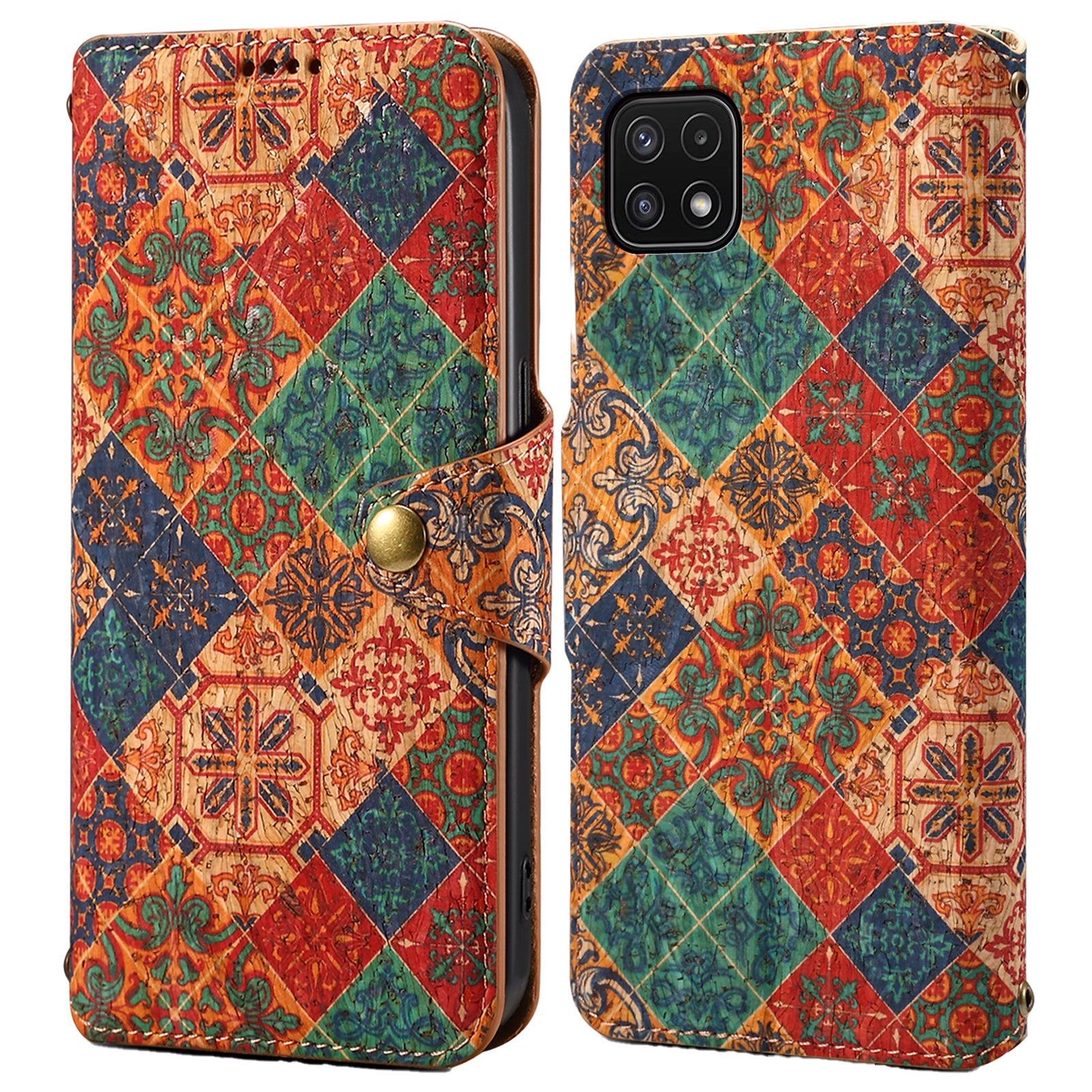 For Samsung Galaxy A22 5G (EU Version) Stand Case Flower Printing Leather Wallet Phone Cover