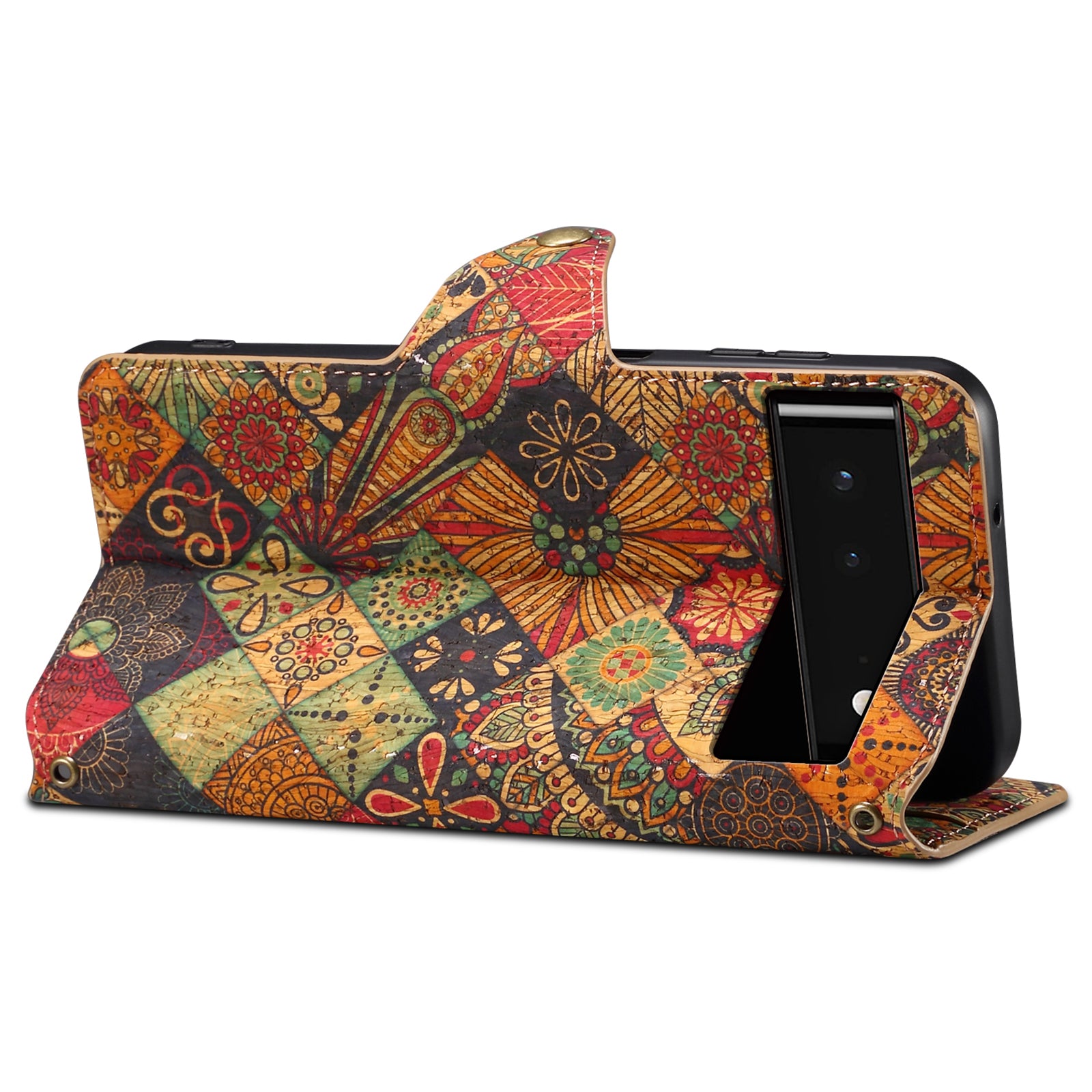 For Google Pixel 6 Leather Case Floral Printing Wallet Phone Cover with Stand