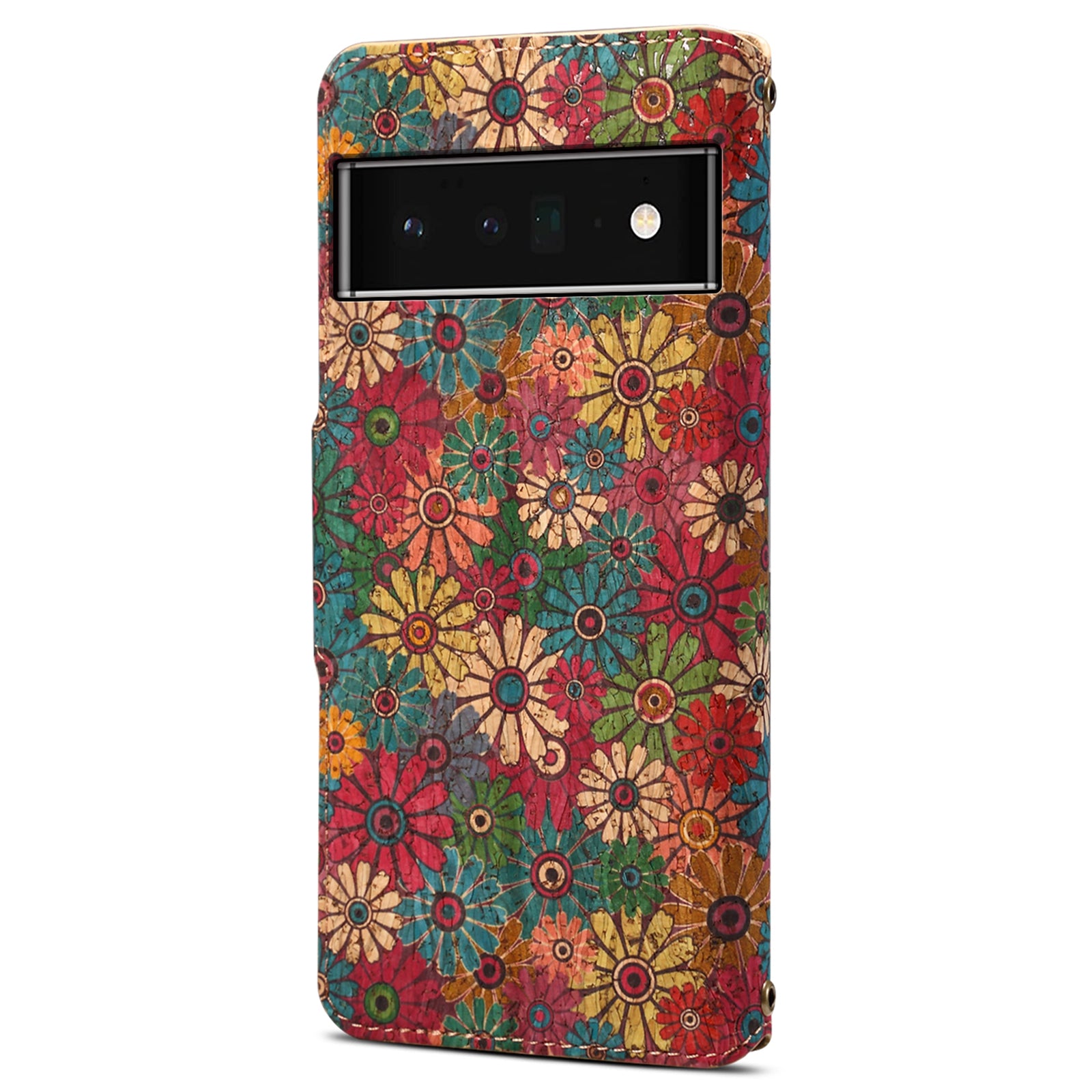 For Google Pixel 6 Pro 5G Leather Cover Floral Printing Drop-Proof Wallet Phone Case with Stand