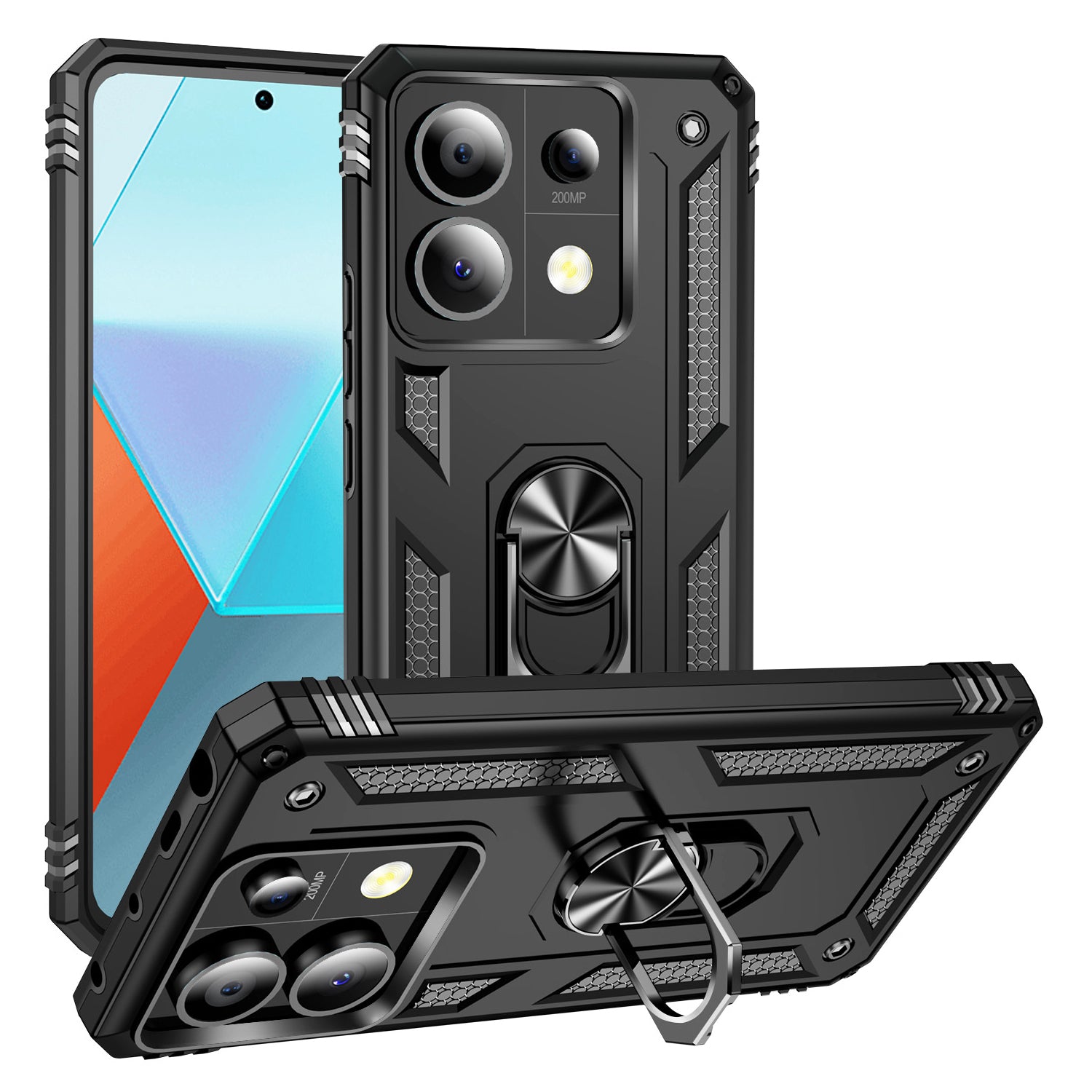 For Xiaomi Redmi Note 13 Pro 5G / Poco X6 5G Case PC+TPU Anti-Drop Phone Cover with Kickstand