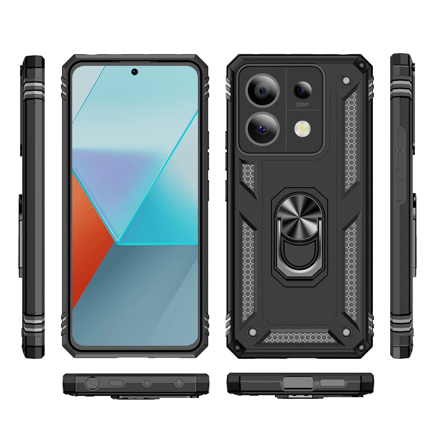 For Xiaomi Redmi Note 13 Pro 5G / Poco X6 5G Case PC+TPU Anti-Drop Phone Cover with Kickstand