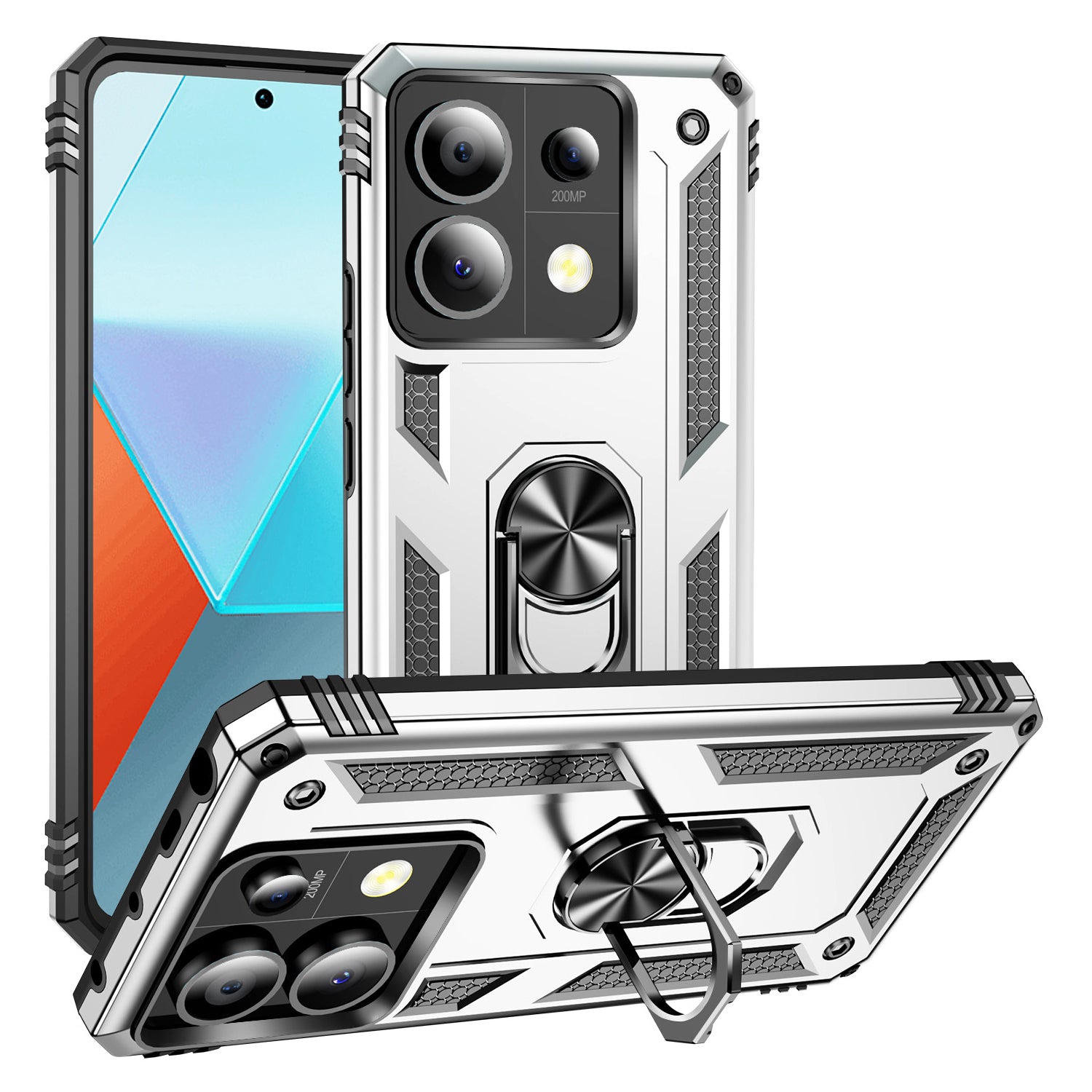For Xiaomi Redmi Note 13 Pro 5G / Poco X6 5G Case PC+TPU Anti-Drop Phone Cover with Kickstand