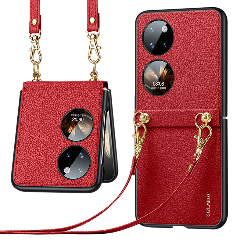 SULADA Treasure Box Series for Huawei Pocket 2 Phone Cover Litchi Texture PU Leather Phone Case with Strap