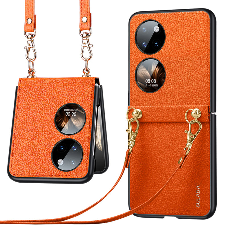 SULADA Treasure Box Series for Huawei Pocket 2 Phone Cover Litchi Texture PU Leather Phone Case with Strap