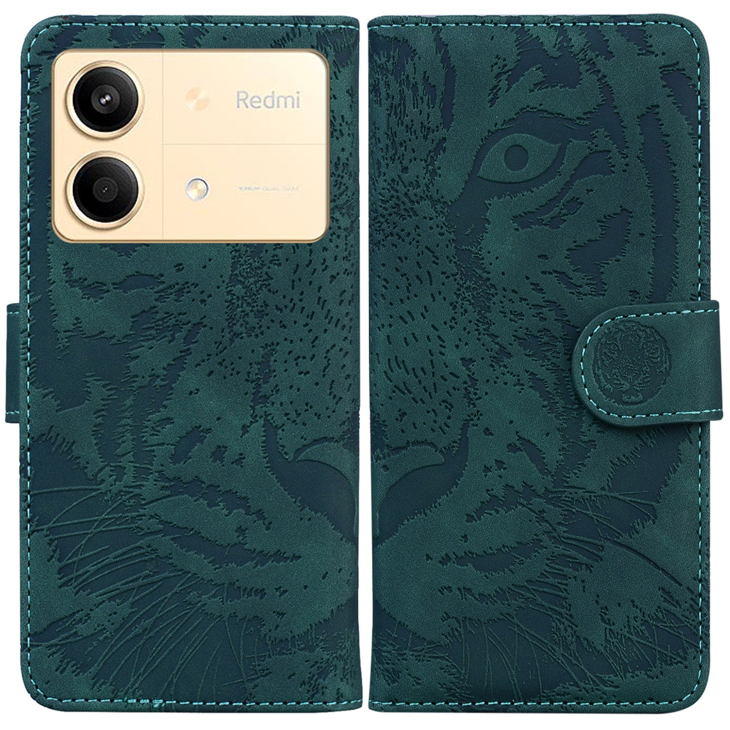 For Xiaomi Redmi Note 13R Pro 5G Case Card Slots Holder Pocket Tiger Pattern Leather Phone Cover
