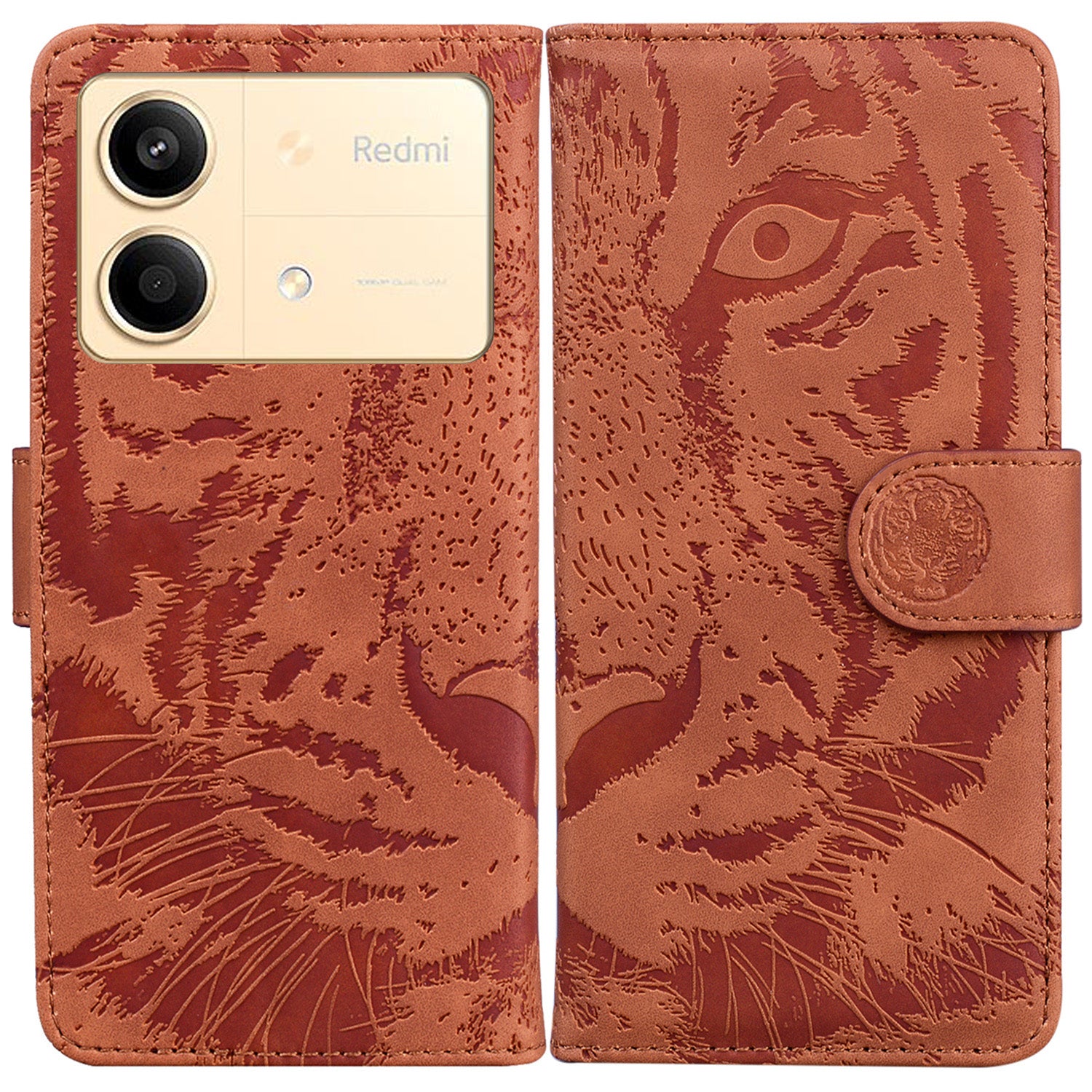 For Xiaomi Redmi Note 13R Pro 5G Case Card Slots Holder Pocket Tiger Pattern Leather Phone Cover
