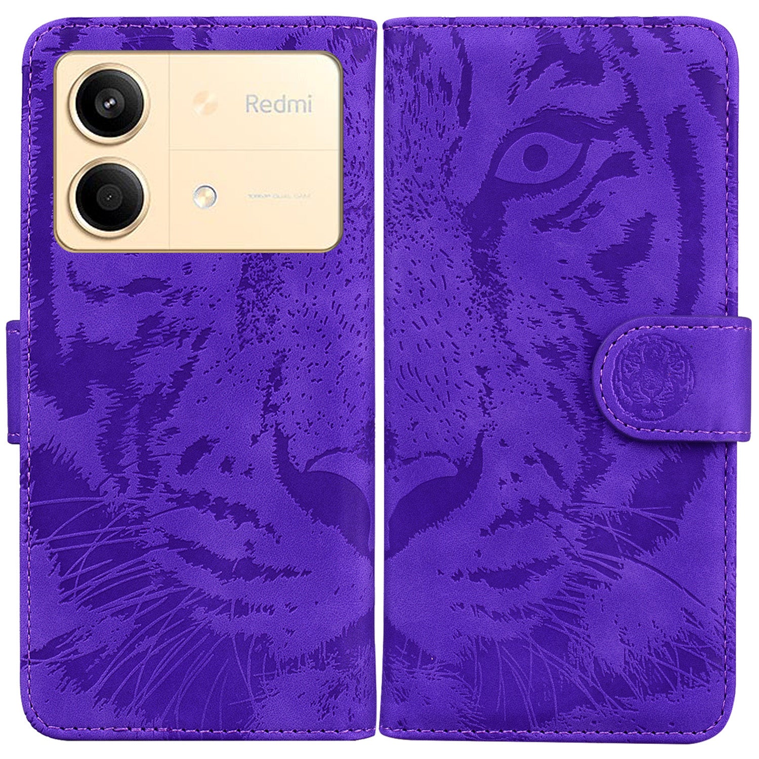 For Xiaomi Redmi Note 13R Pro 5G Case Card Slots Holder Pocket Tiger Pattern Leather Phone Cover