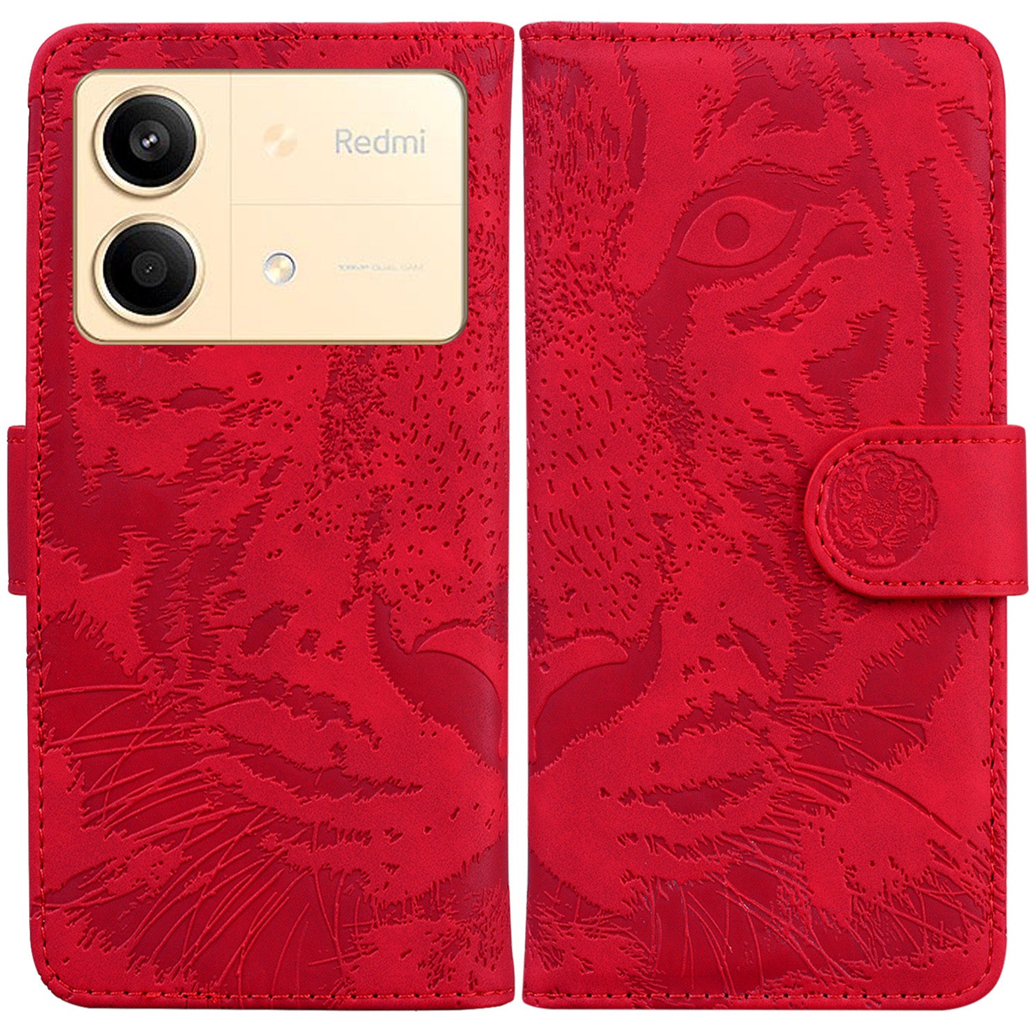 For Xiaomi Redmi Note 13R Pro 5G Case Card Slots Holder Pocket Tiger Pattern Leather Phone Cover