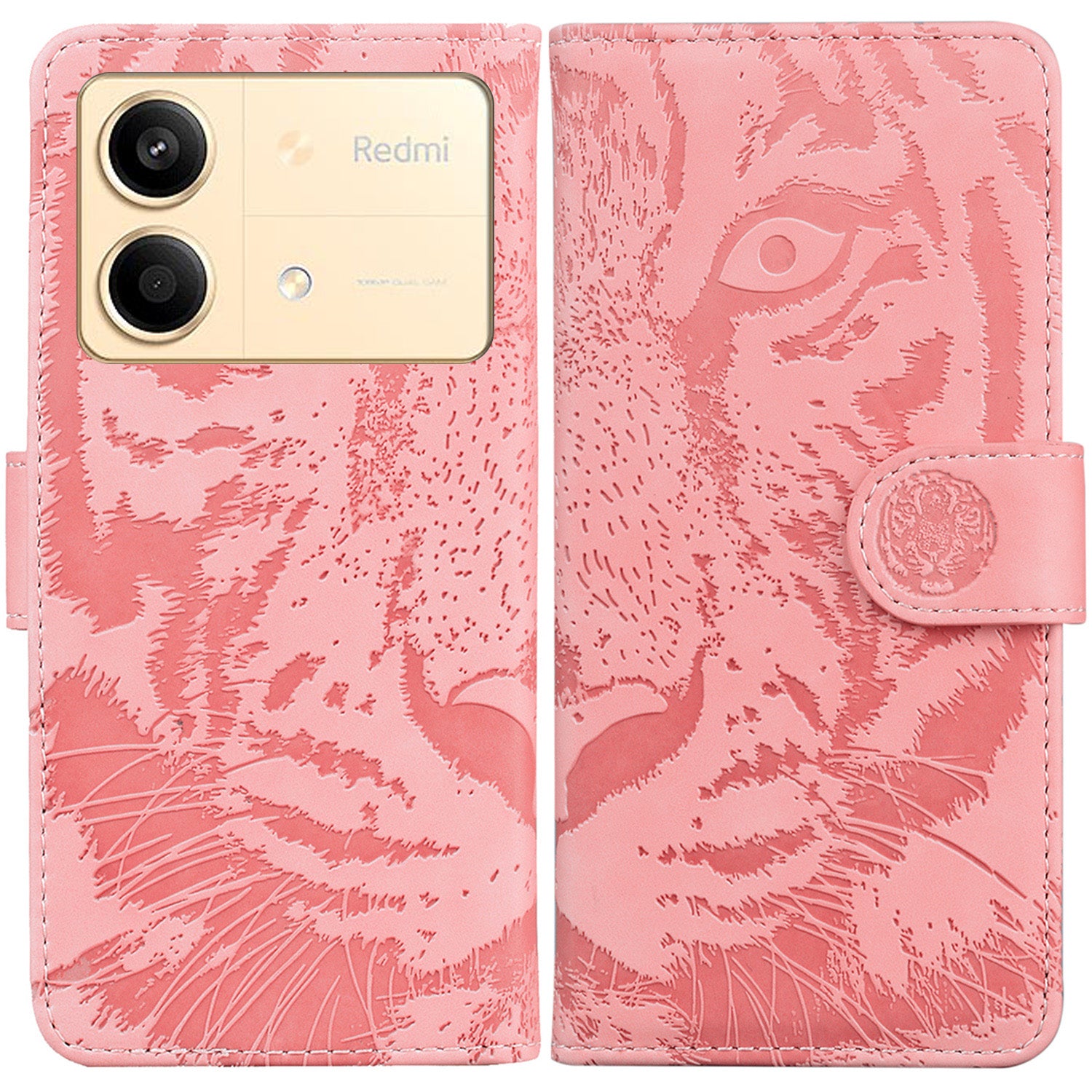 For Xiaomi Redmi Note 13R Pro 5G Case Card Slots Holder Pocket Tiger Pattern Leather Phone Cover