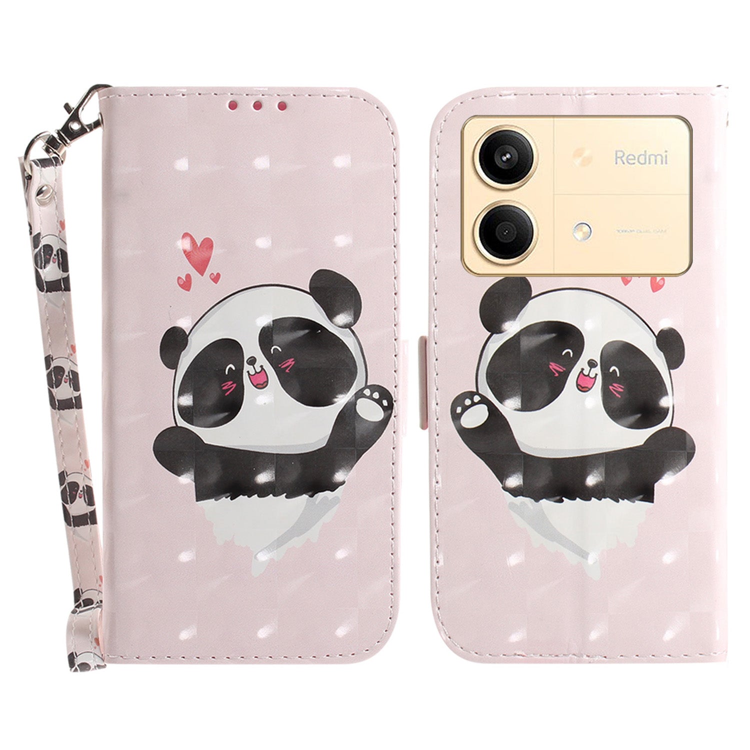 For Xiaomi Redmi Note 13R Pro 5G Phone Cover Stylish Printed Case with Wrist Strap