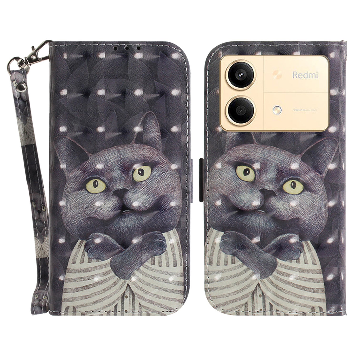 For Xiaomi Redmi Note 13R Pro 5G Phone Cover Stylish Printed Case with Wrist Strap