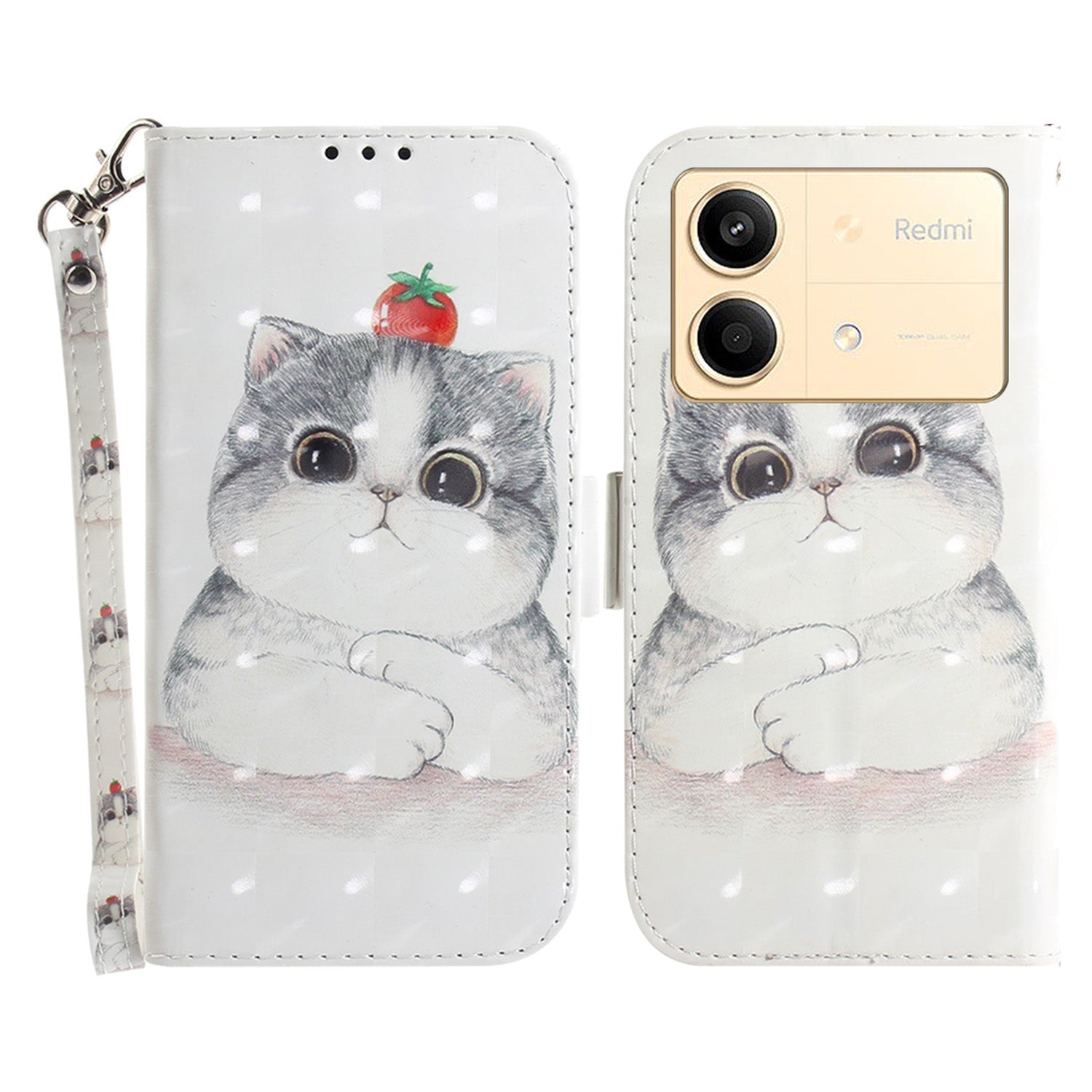 For Xiaomi Redmi Note 13R Pro 5G Phone Cover Stylish Printed Case with Wrist Strap