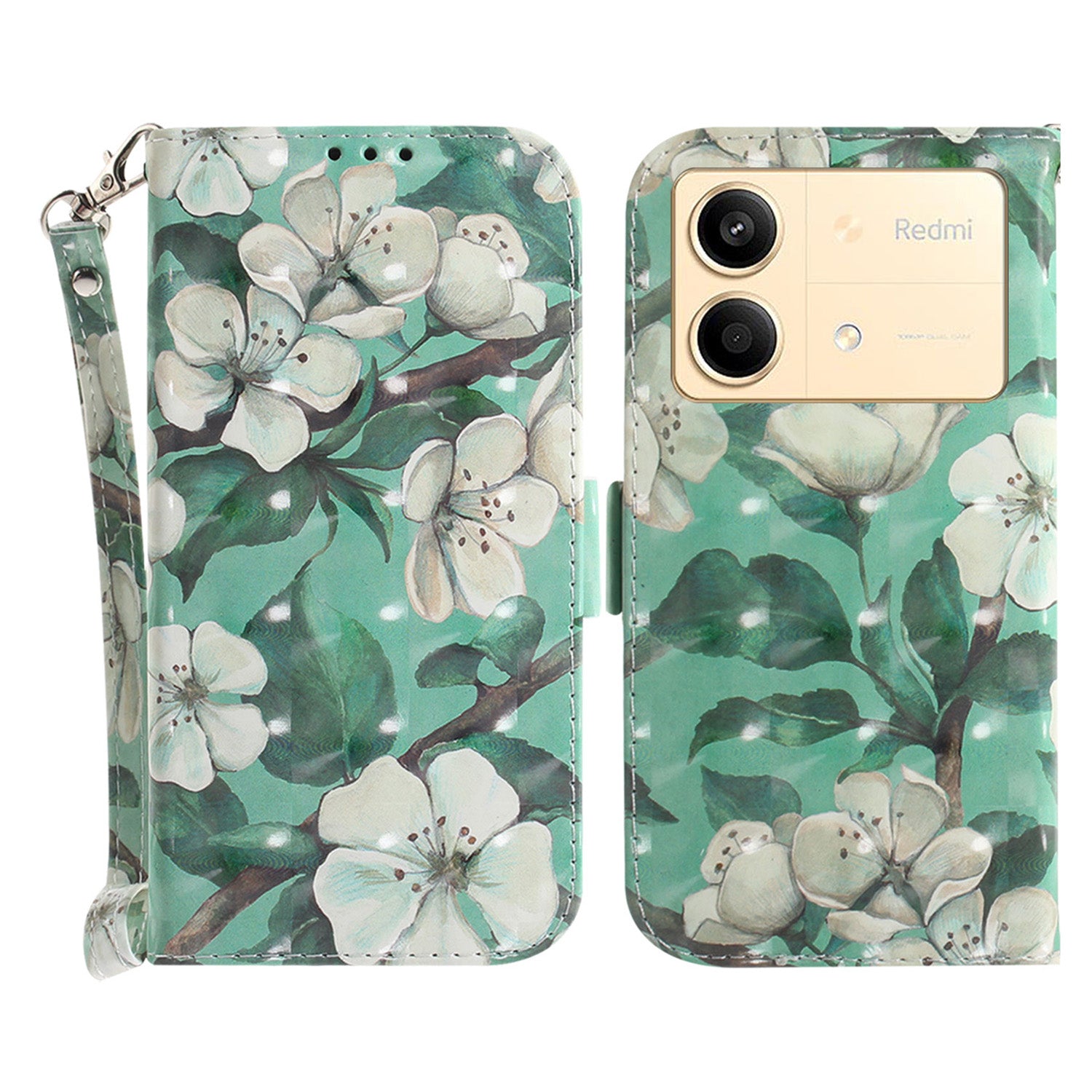 For Xiaomi Redmi Note 13R Pro 5G Phone Cover Stylish Printed Case with Wrist Strap