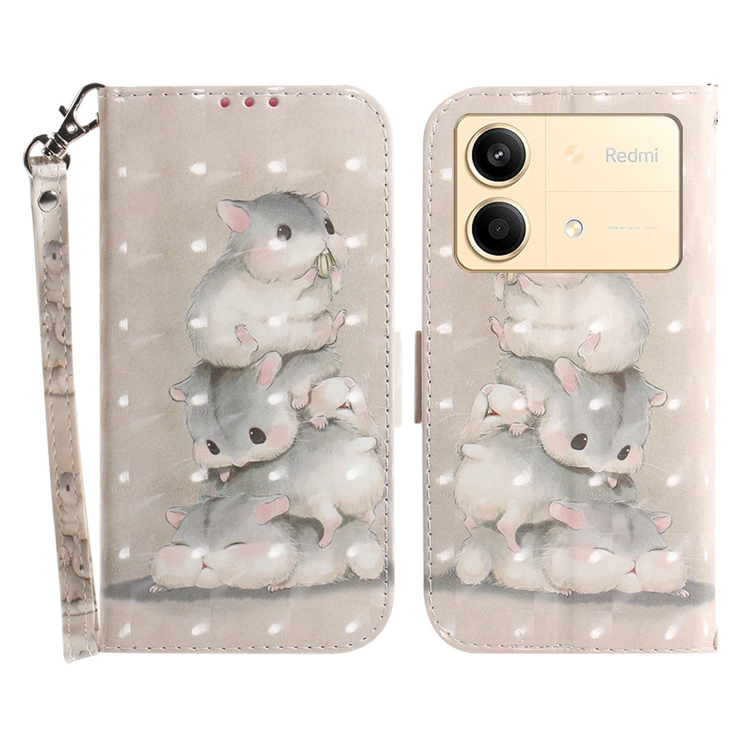 For Xiaomi Redmi Note 13R Pro 5G Phone Cover Stylish Printed Case with Wrist Strap