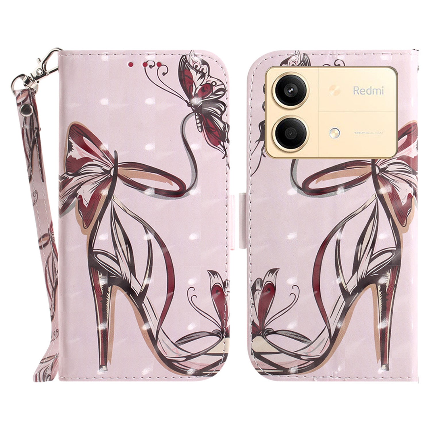 For Xiaomi Redmi Note 13R Pro 5G Phone Cover Stylish Printed Case with Wrist Strap
