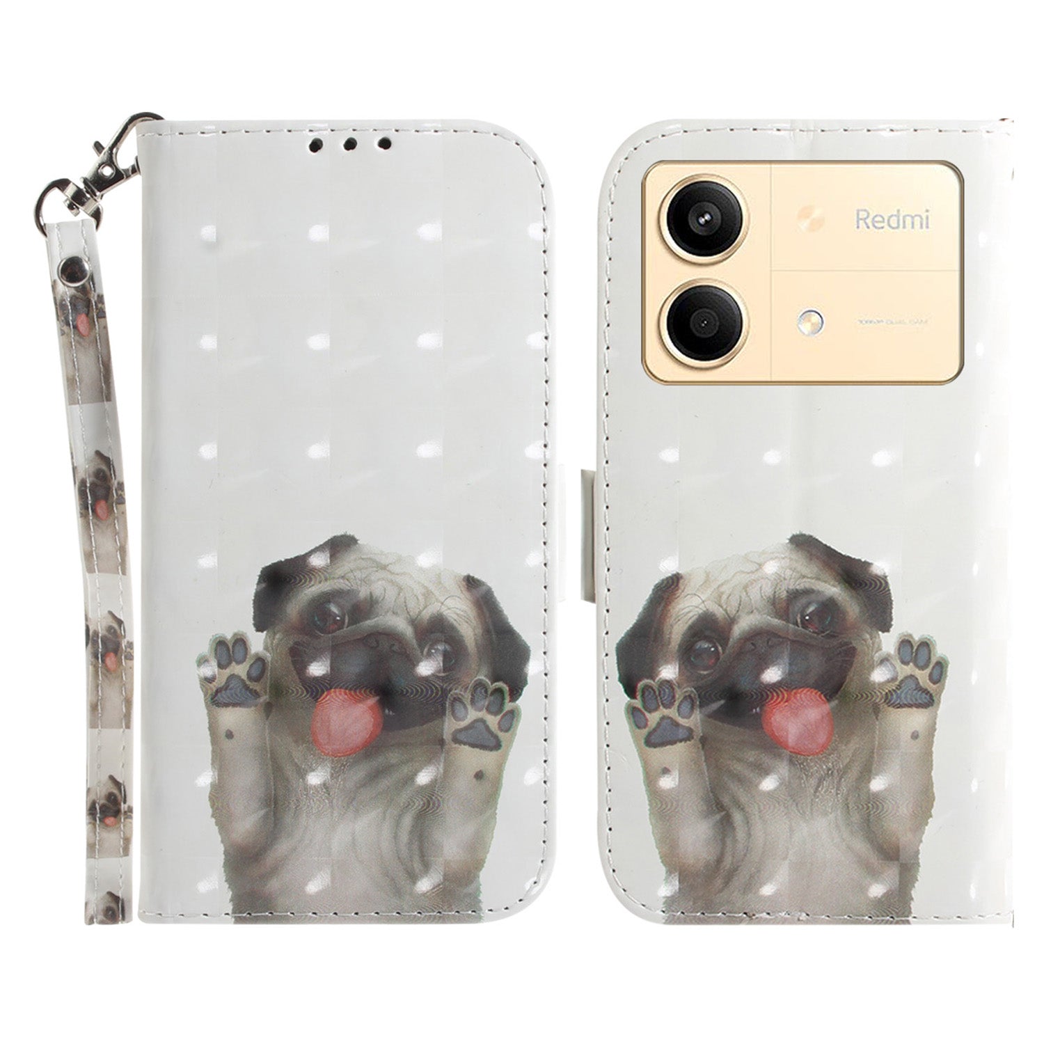 For Xiaomi Redmi Note 13R Pro 5G Phone Cover Stylish Printed Case with Wrist Strap