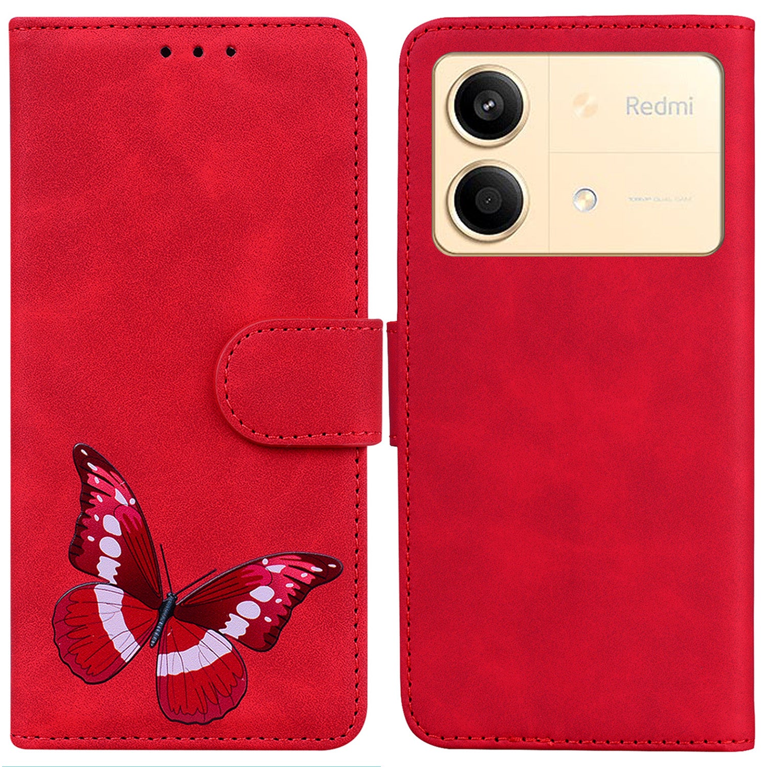 For Xiaomi Redmi Note 13R Pro 5G Case Butterfly Printing Wallet Style Phone Cover