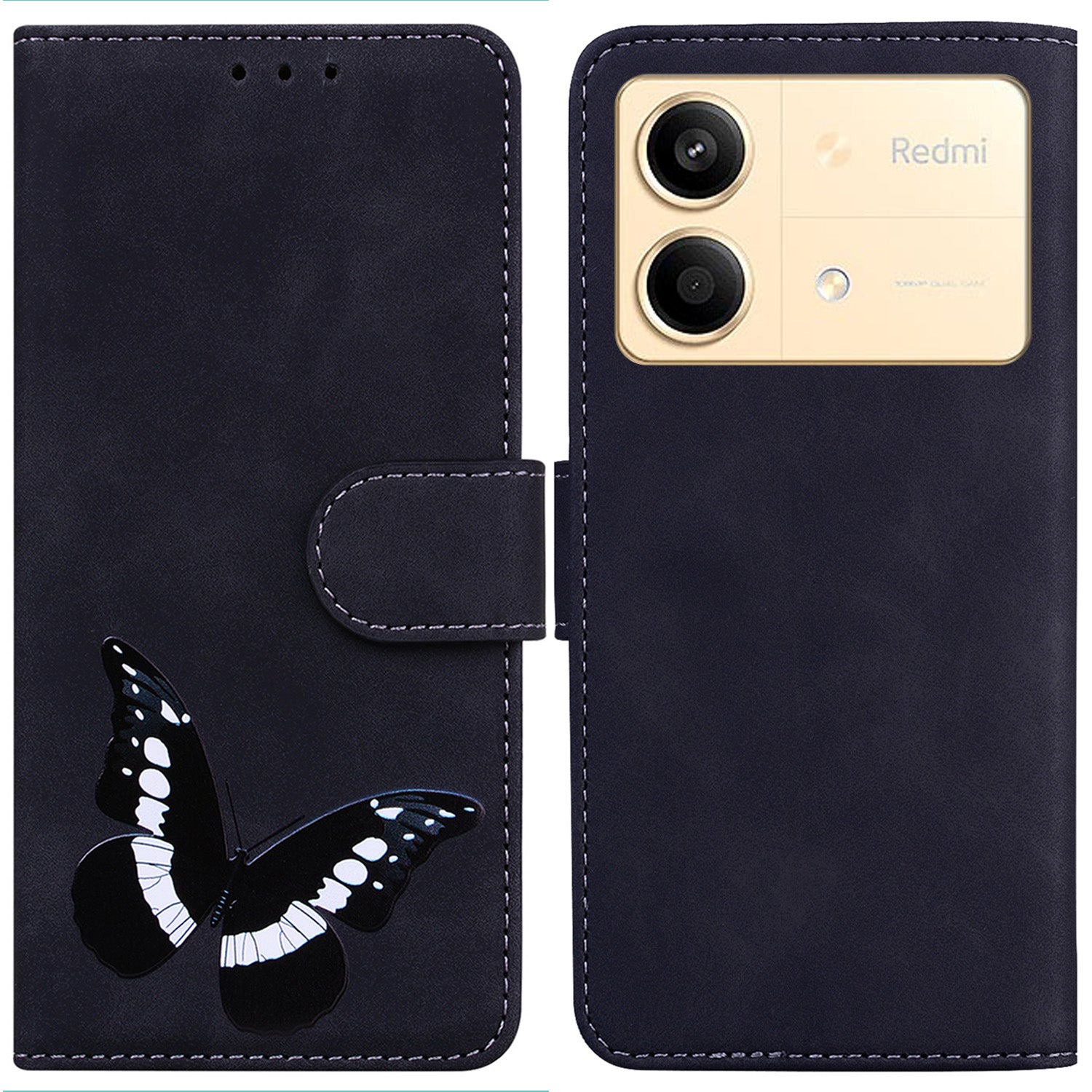For Xiaomi Redmi Note 13R Pro 5G Case Butterfly Printing Wallet Style Phone Cover