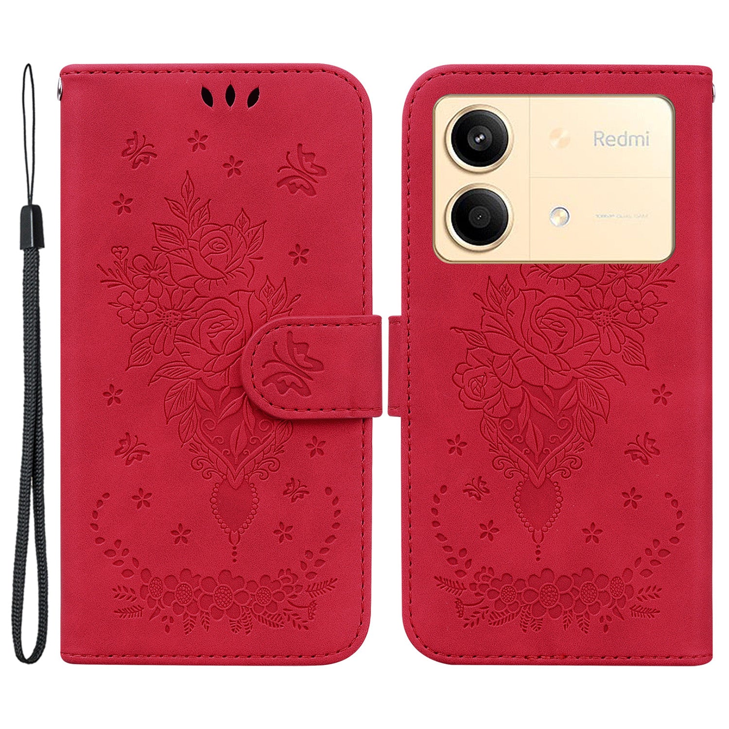 For Xiaomi Redmi Note 13R Pro 5G Shockproof Case Flower Pattern Folio Stand Phone Cover
