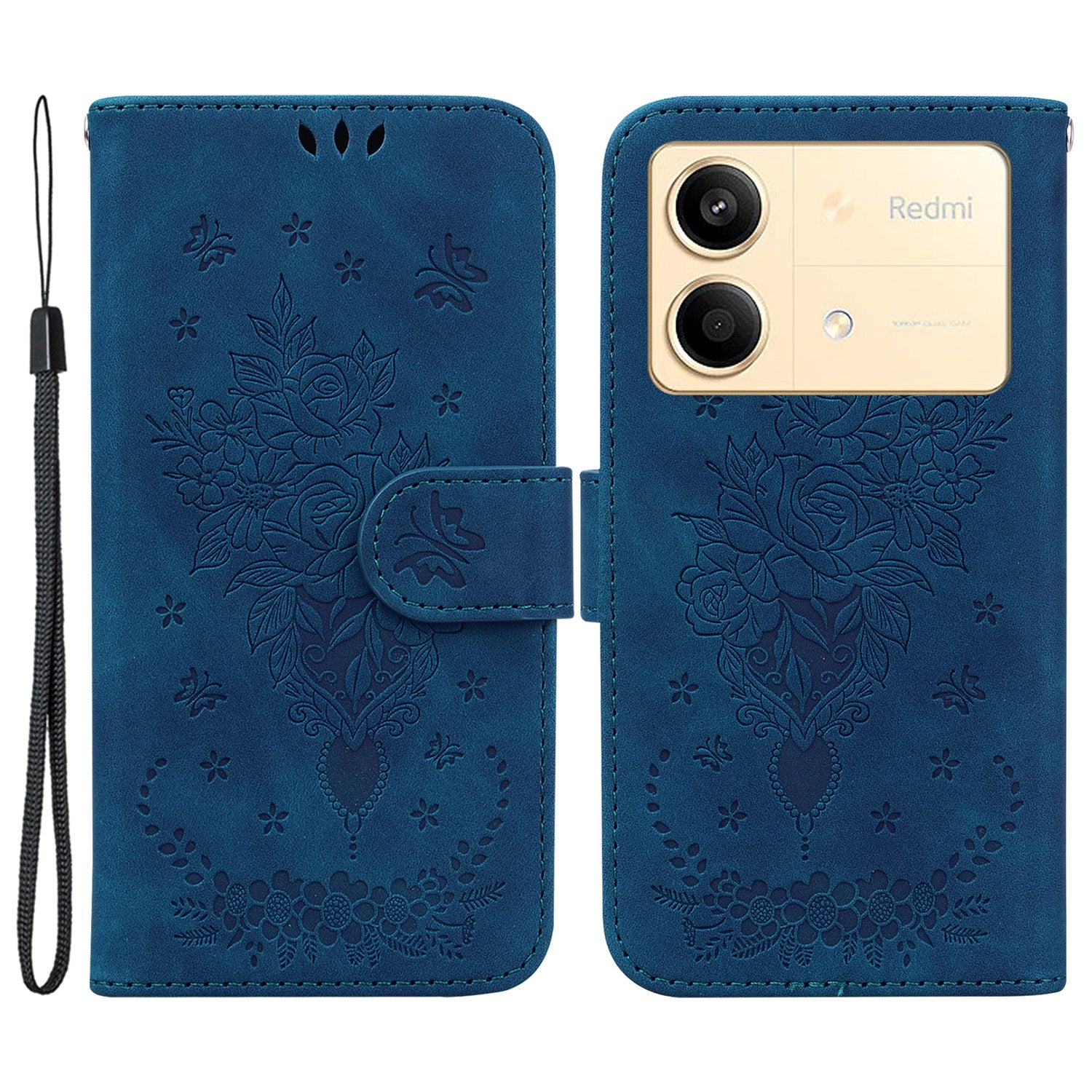 For Xiaomi Redmi Note 13R Pro 5G Shockproof Case Flower Pattern Folio Stand Phone Cover