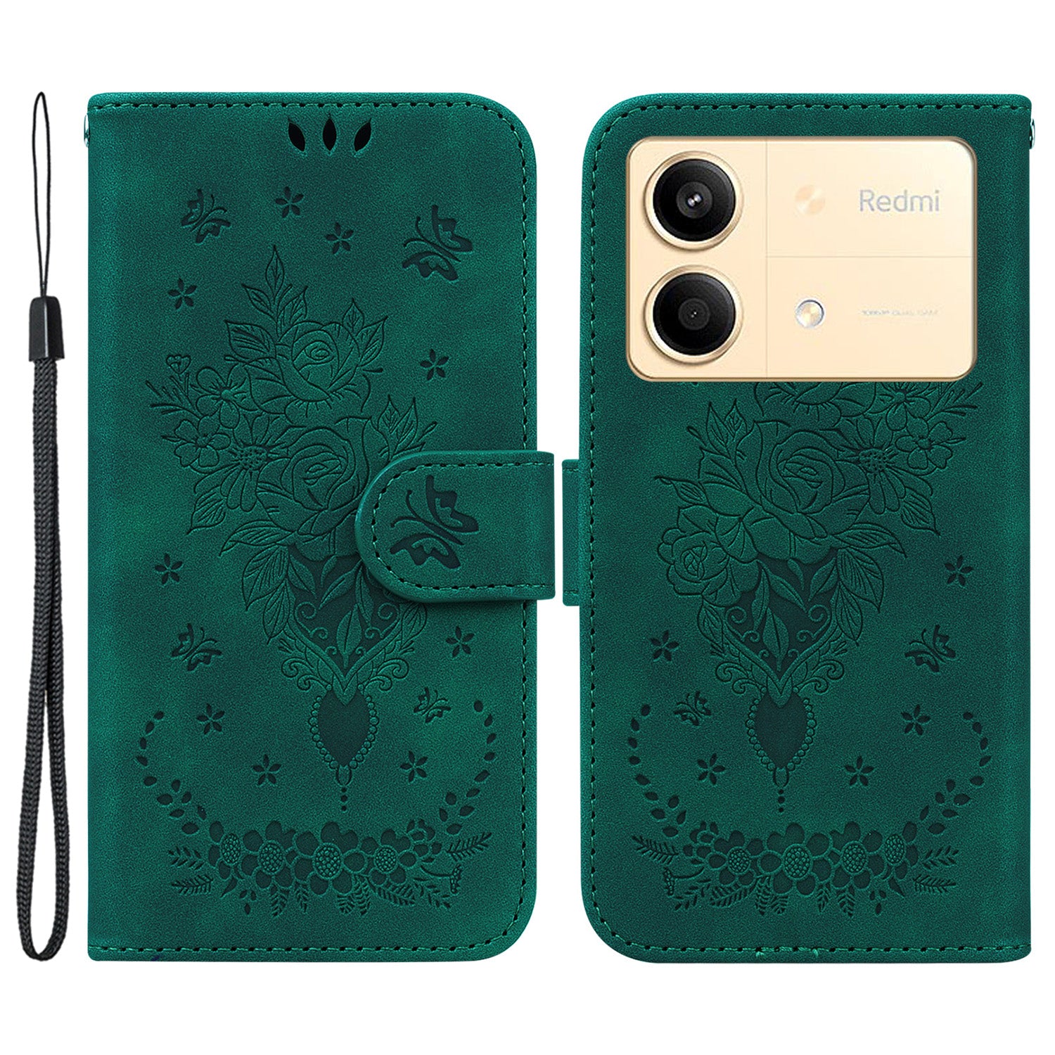 For Xiaomi Redmi Note 13R Pro 5G Shockproof Case Flower Pattern Folio Stand Phone Cover