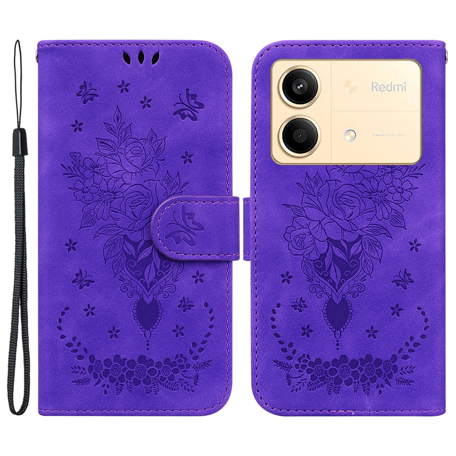 For Xiaomi Redmi Note 13R Pro 5G Shockproof Case Flower Pattern Folio Stand Phone Cover