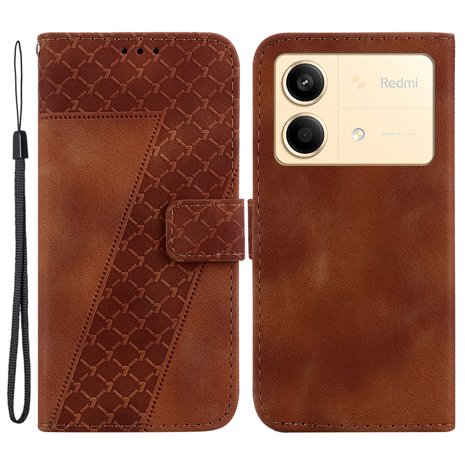 For Xiaomi Redmi Note 13R Pro 5G Case 7-Shape Pattern Wallet Phone Protector with Hand Strap