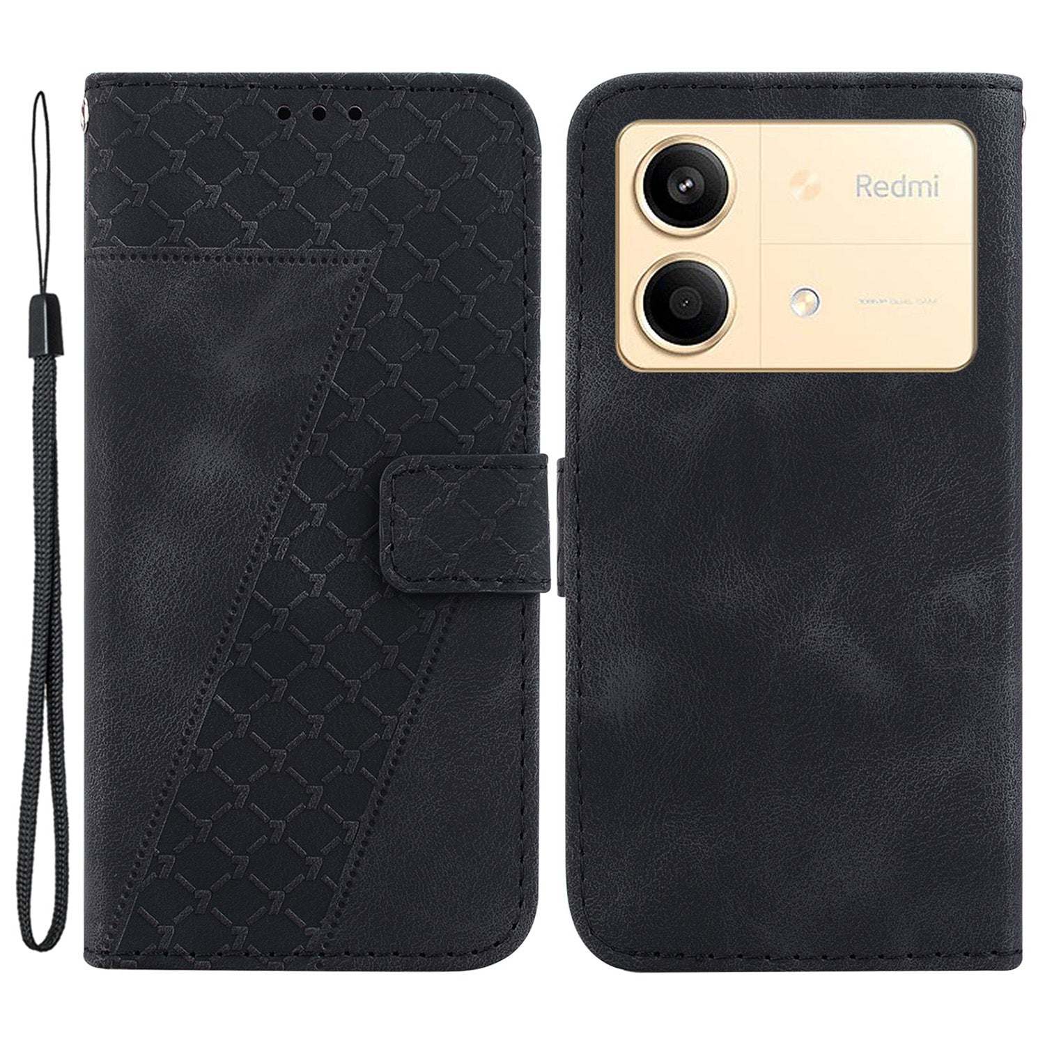 For Xiaomi Redmi Note 13R Pro 5G Case 7-Shape Pattern Wallet Phone Protector with Hand Strap