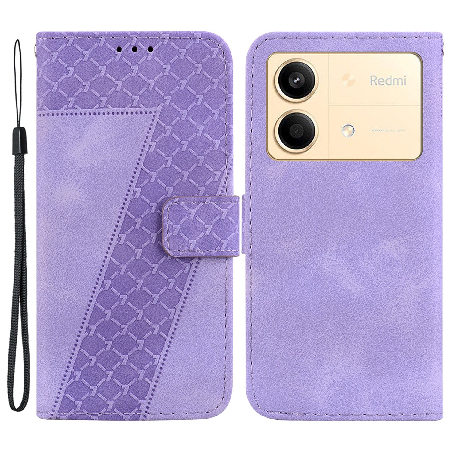 For Xiaomi Redmi Note 13R Pro 5G Case 7-Shape Pattern Wallet Phone Protector with Hand Strap