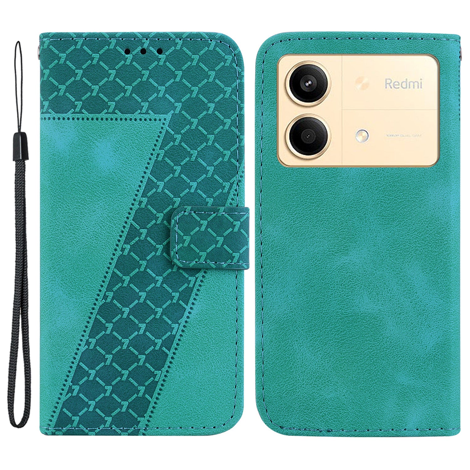 For Xiaomi Redmi Note 13R Pro 5G Case 7-Shape Pattern Wallet Phone Protector with Hand Strap