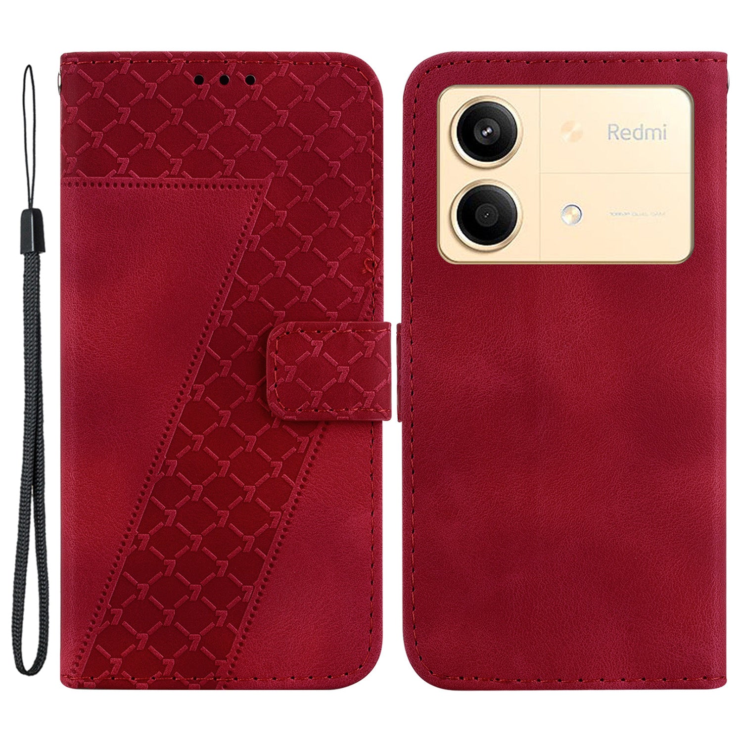 For Xiaomi Redmi Note 13R Pro 5G Case 7-Shape Pattern Wallet Phone Protector with Hand Strap