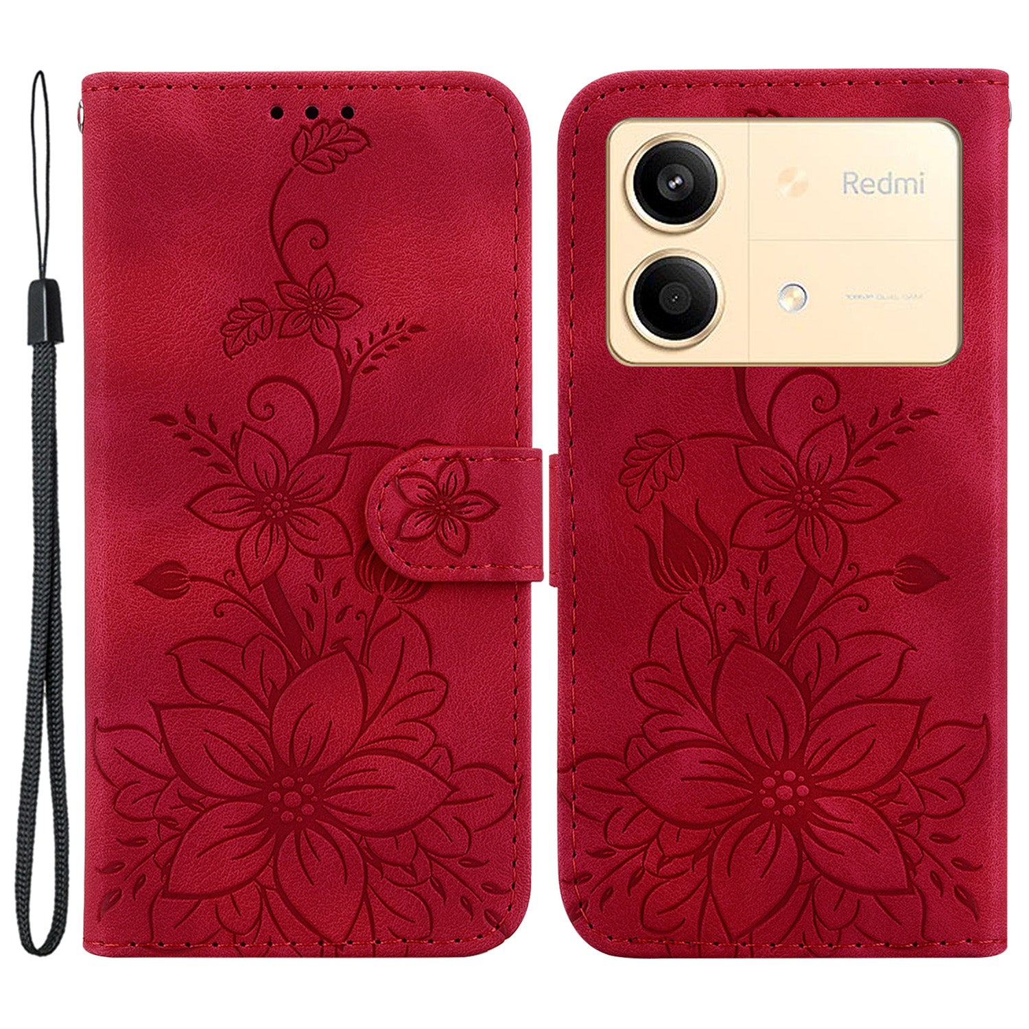 For Xiaomi Redmi Note 13R Pro 5G Leather Case Flower Imprint Scratch-proof Phone Wallet Cover