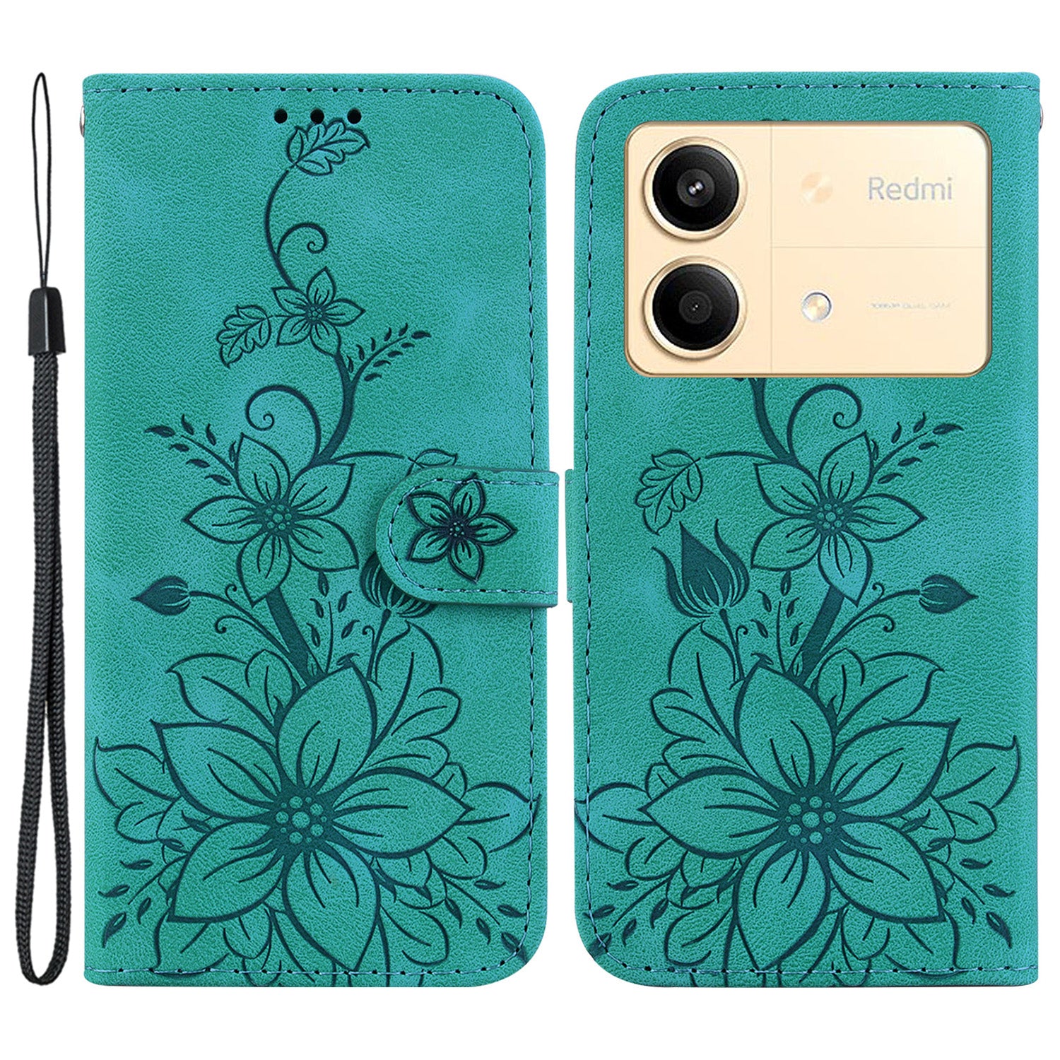 For Xiaomi Redmi Note 13R Pro 5G Leather Case Flower Imprint Scratch-proof Phone Wallet Cover