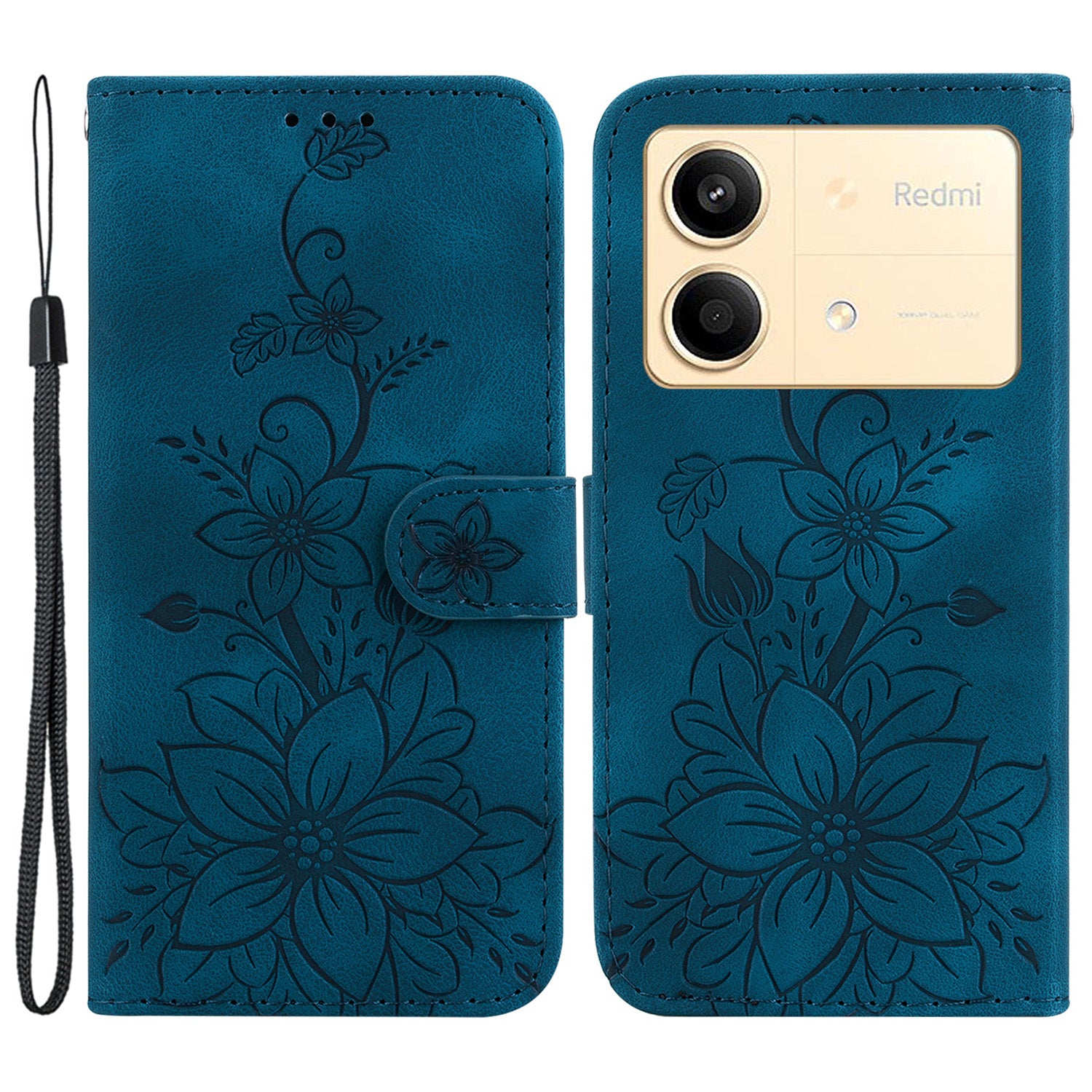 For Xiaomi Redmi Note 13R Pro 5G Leather Case Flower Imprint Scratch-proof Phone Wallet Cover