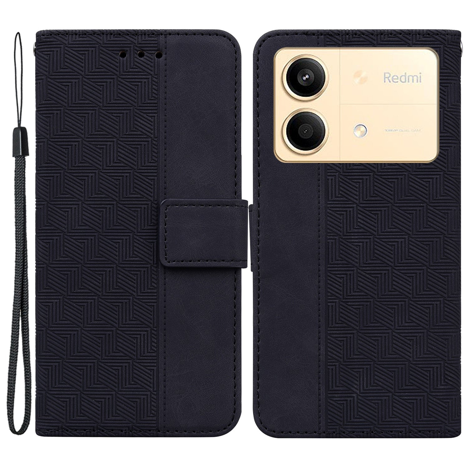 For Xiaomi Redmi Note 13R Pro 5G Case 3D Geometry Leather+TPU Mobile Phone Cover