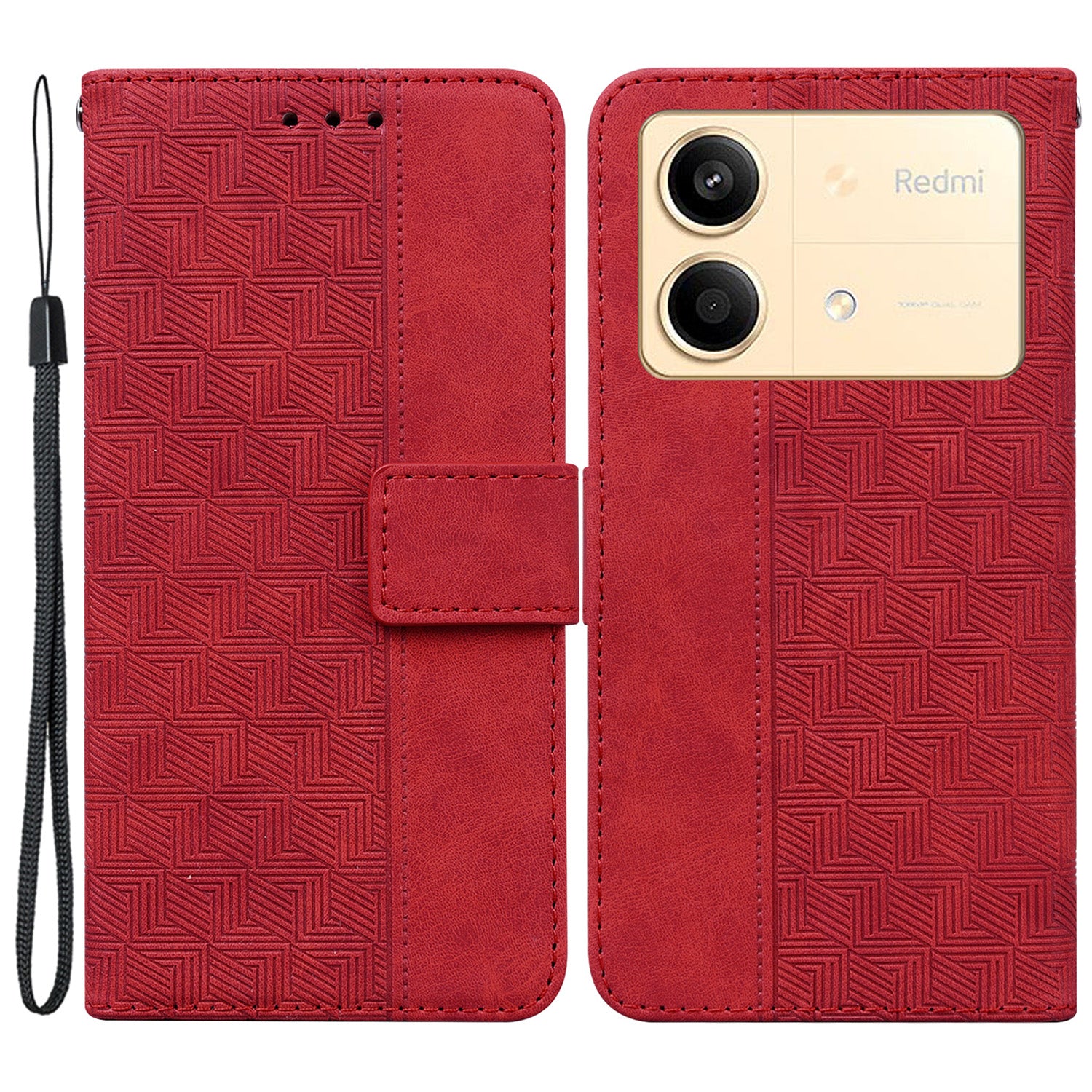 For Xiaomi Redmi Note 13R Pro 5G Case 3D Geometry Leather+TPU Mobile Phone Cover