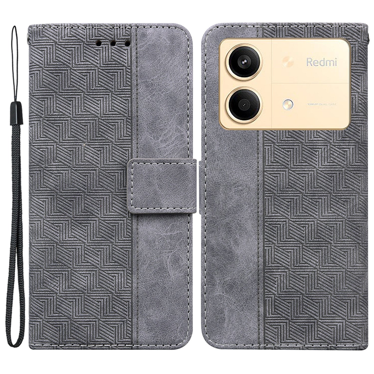 For Xiaomi Redmi Note 13R Pro 5G Case 3D Geometry Leather+TPU Mobile Phone Cover