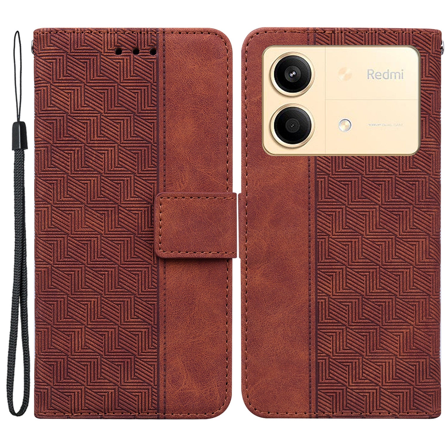 For Xiaomi Redmi Note 13R Pro 5G Case 3D Geometry Leather+TPU Mobile Phone Cover