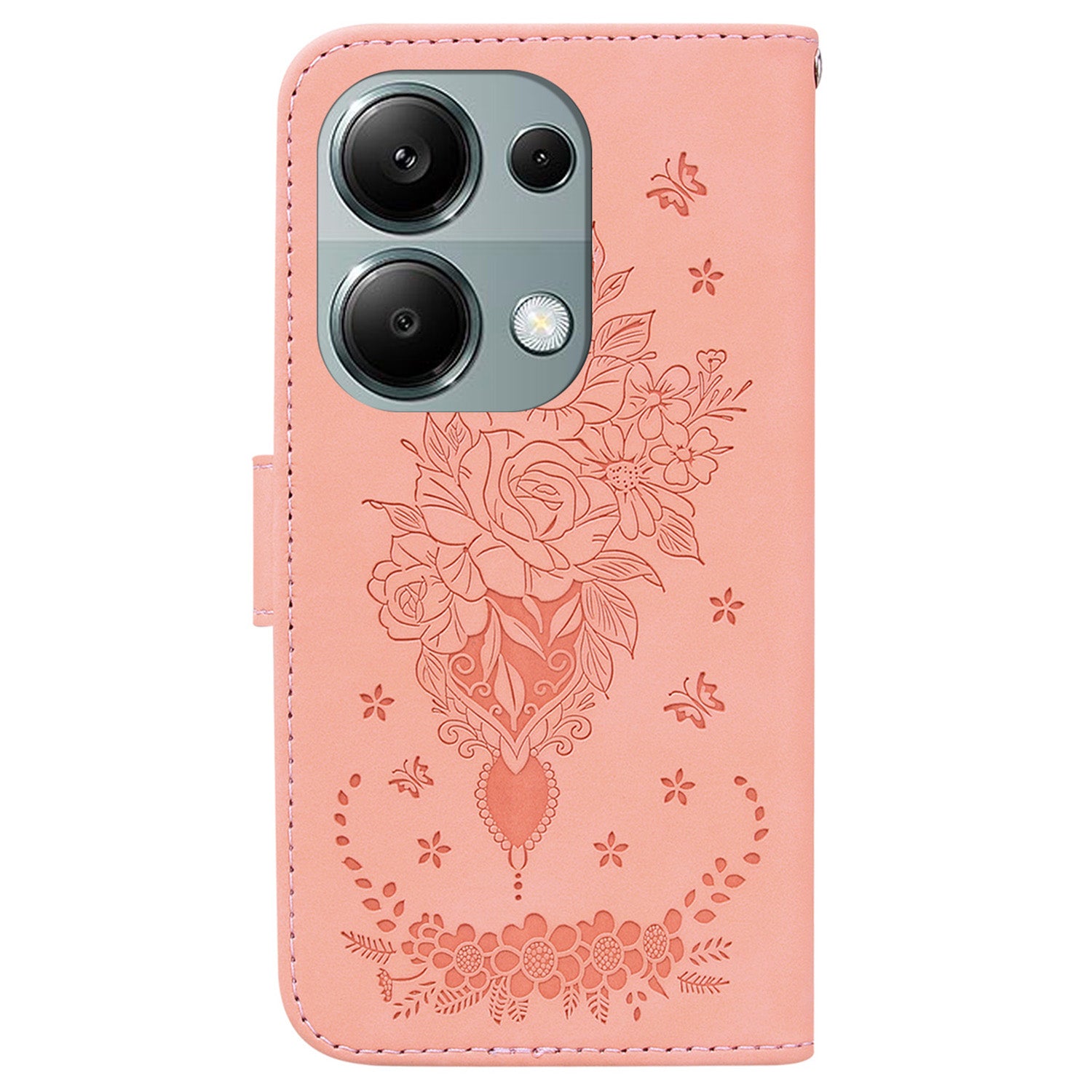 For Xiaomi Redmi Note 13 Pro 4G / Poco M6 Pro 4G Case PU Leather+TPU Imprinted Phone Cover with Flower Pattern