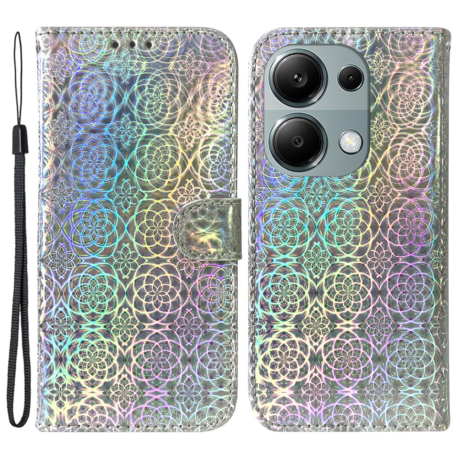 For Xiaomi Redmi Note 13 Pro 4G / Poco M6 Pro 4G Case PU Leather Dazzling Flower Phone Cover with Card Slots