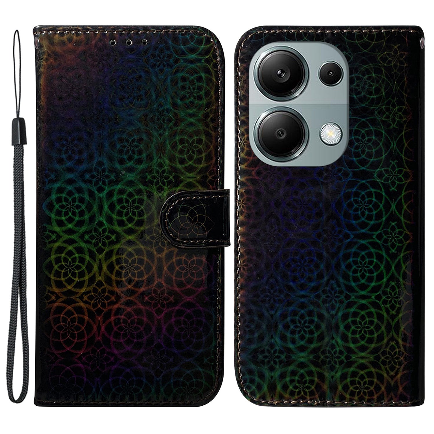 For Xiaomi Redmi Note 13 Pro 4G / Poco M6 Pro 4G Case PU Leather Dazzling Flower Phone Cover with Card Slots