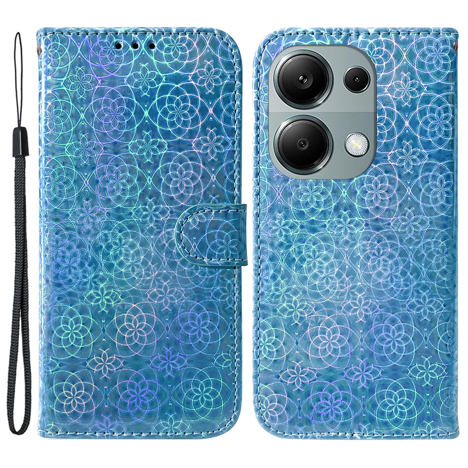 For Xiaomi Redmi Note 13 Pro 4G / Poco M6 Pro 4G Case PU Leather Dazzling Flower Phone Cover with Card Slots