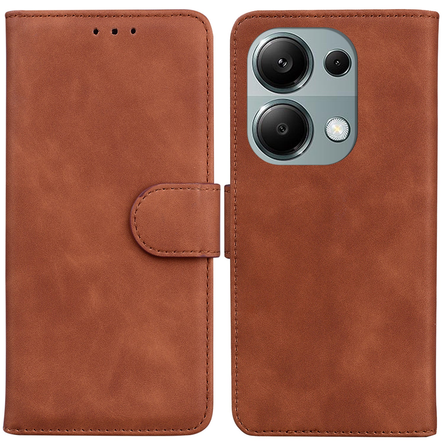 For Xiaomi Redmi Note 13 Pro 4G / Poco M6 Pro 4G Case Flip Stand Solid Color Design Phone Cover
