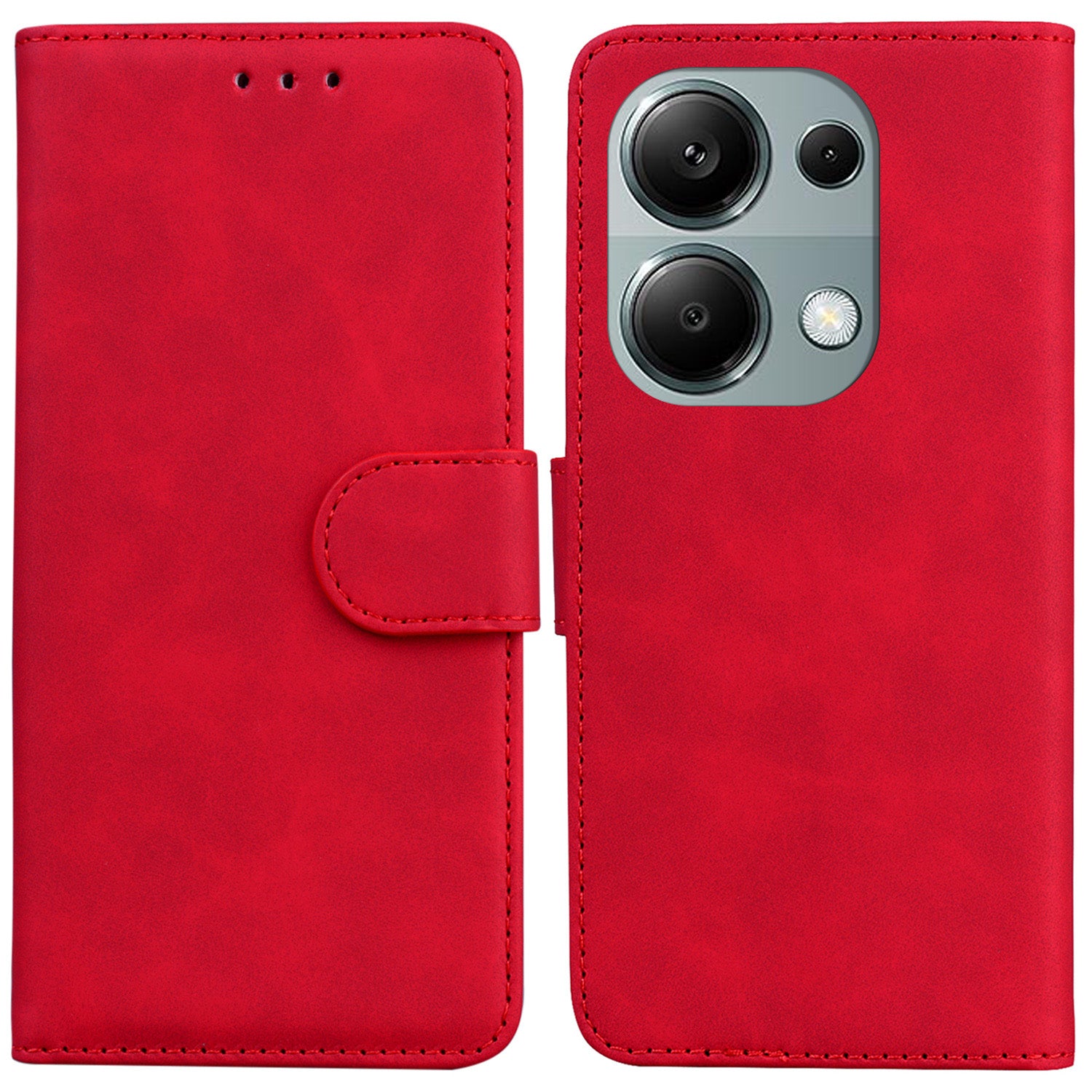For Xiaomi Redmi Note 13 Pro 4G / Poco M6 Pro 4G Case Flip Stand Solid Color Design Phone Cover