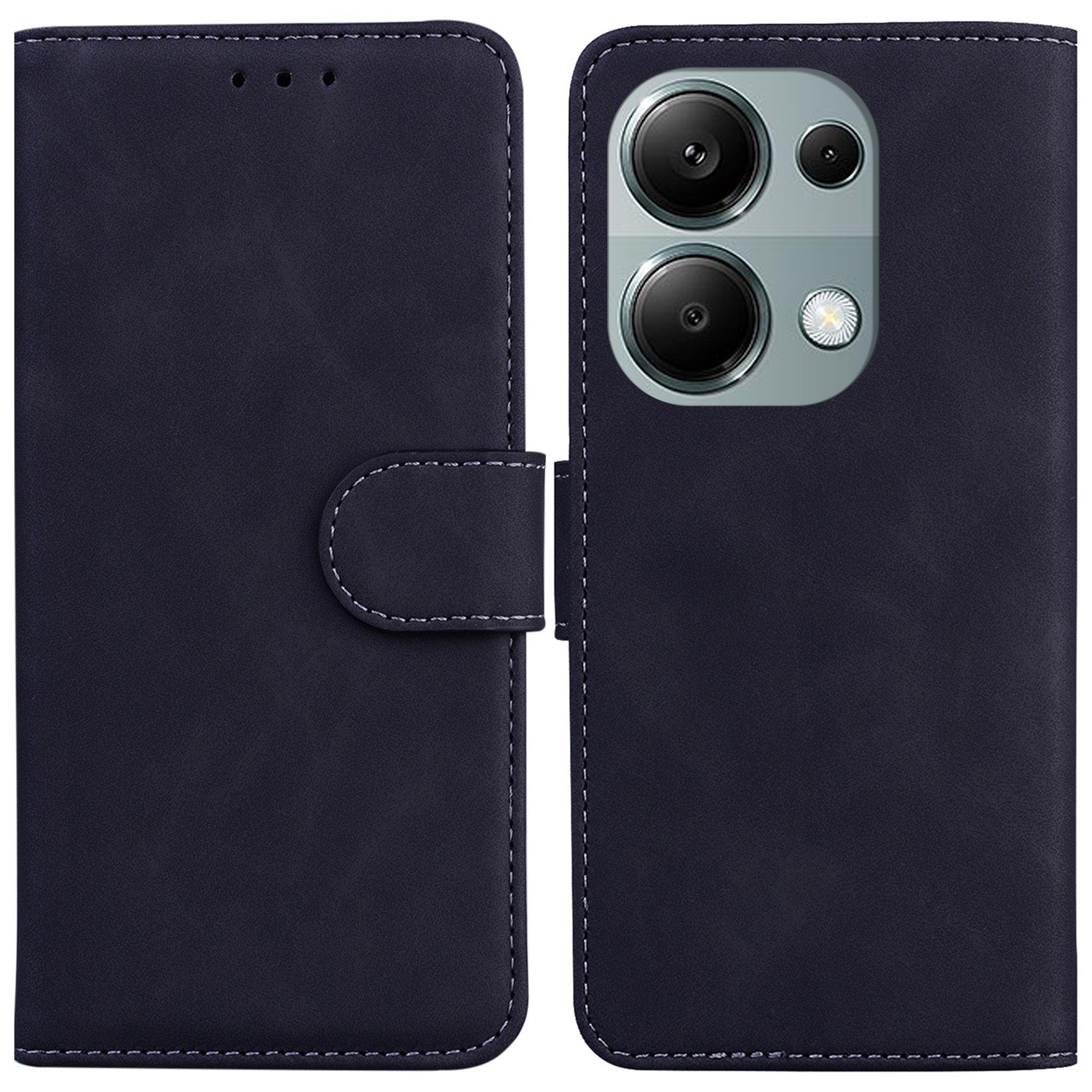 For Xiaomi Redmi Note 13 Pro 4G / Poco M6 Pro 4G Case Flip Stand Solid Color Design Phone Cover