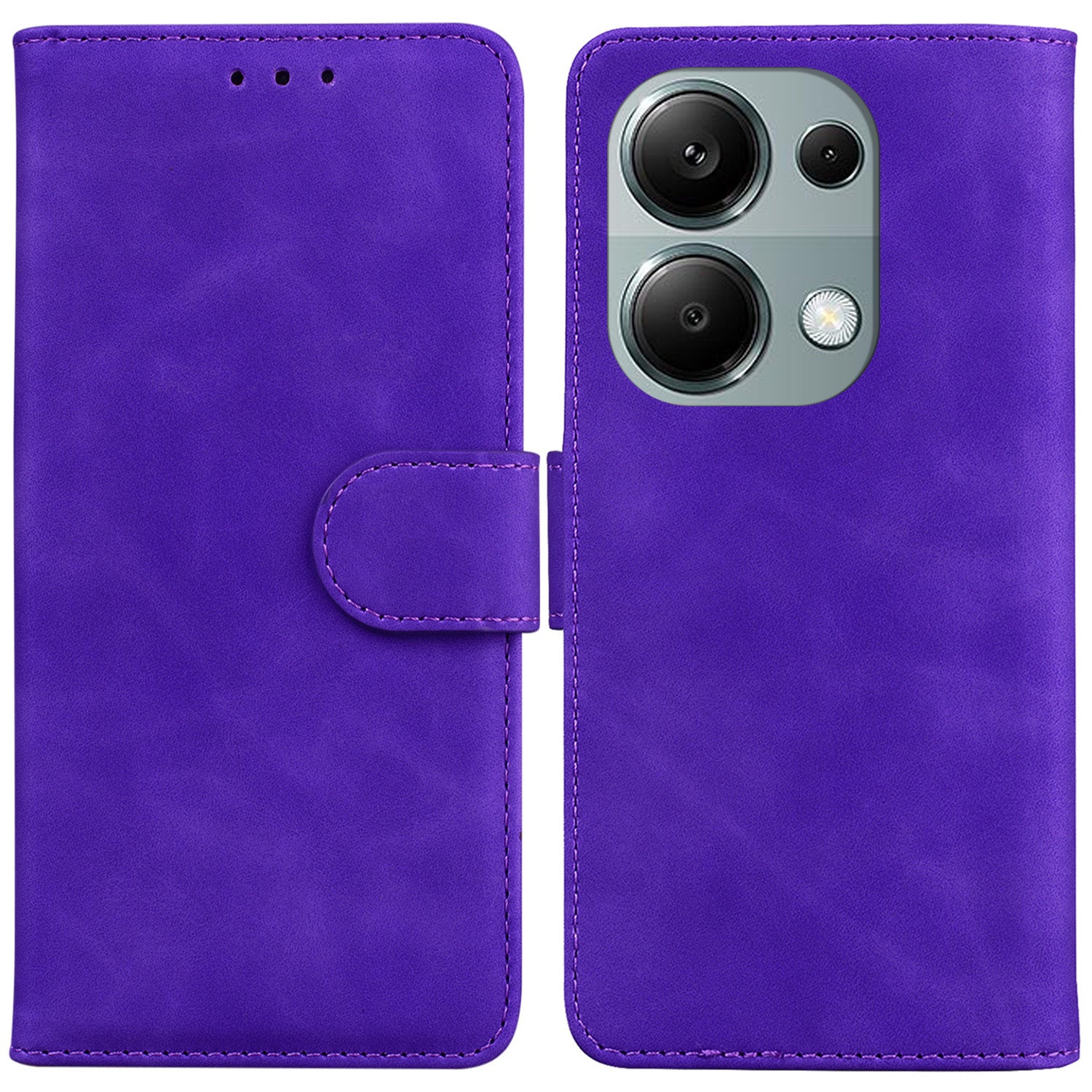 For Xiaomi Redmi Note 13 Pro 4G / Poco M6 Pro 4G Case Flip Stand Solid Color Design Phone Cover