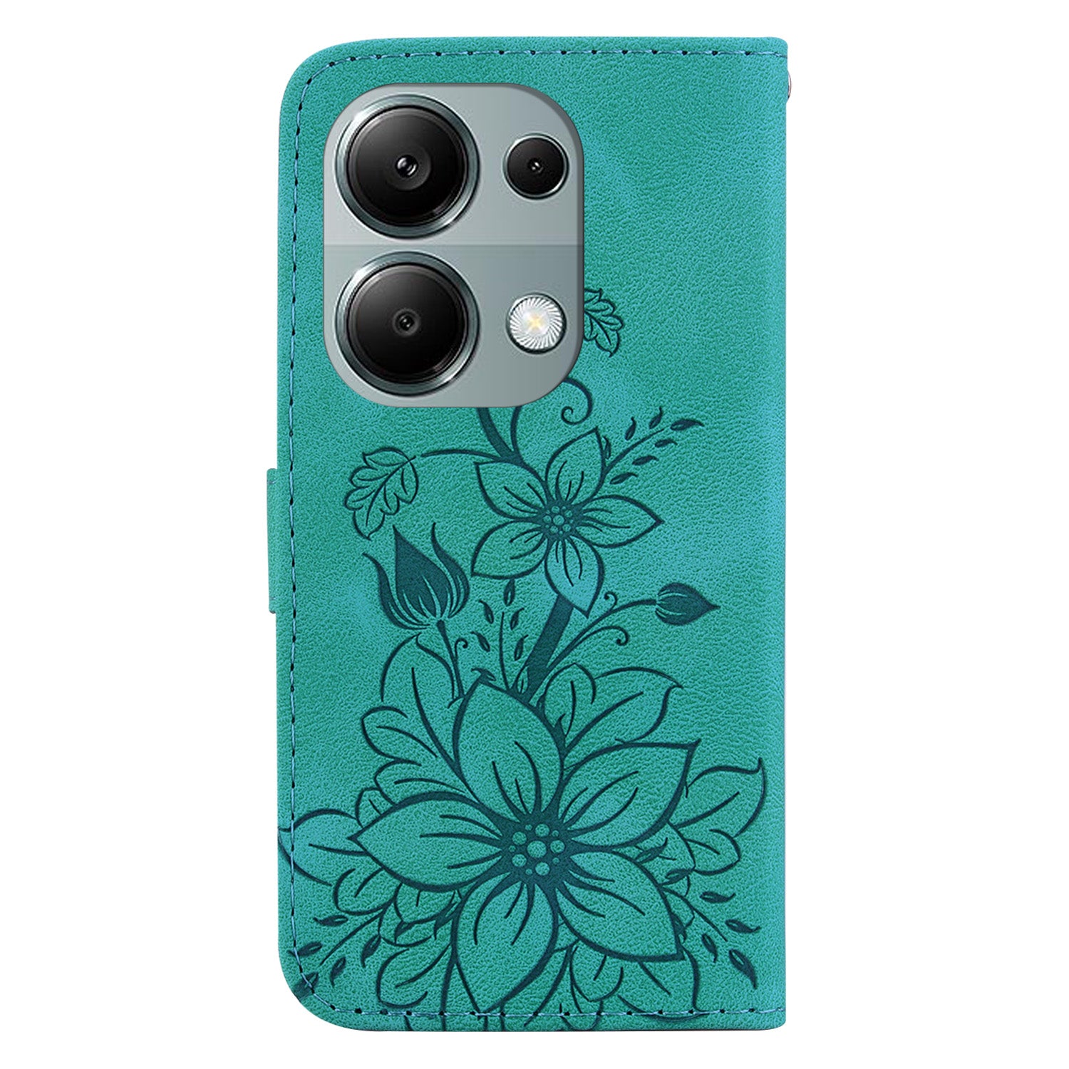 For Xiaomi Redmi Note 13 Pro 4G / Poco M6 Pro 4G Leather Case Flower Imprint Foldable Stand Phone Cover