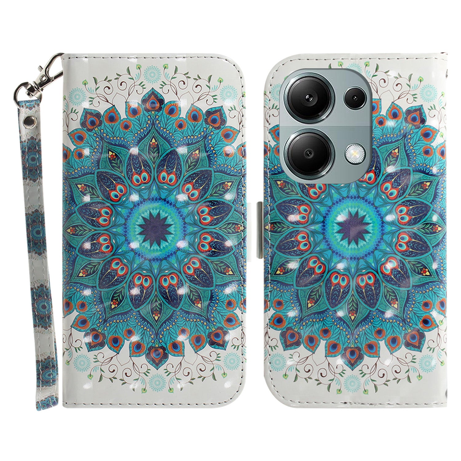 For Xiaomi Redmi Note 13 Pro 4G / Poco M6 Pro 4G Case Wallet Pattern Printed Leather Cover with Strap