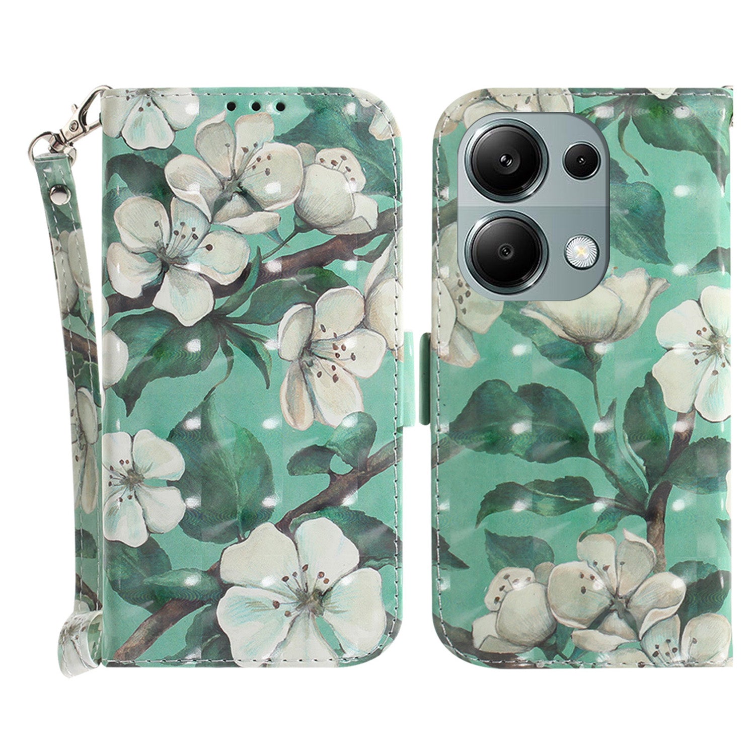 For Xiaomi Redmi Note 13 Pro 4G / Poco M6 Pro 4G Case Wallet Pattern Printed Leather Cover with Strap