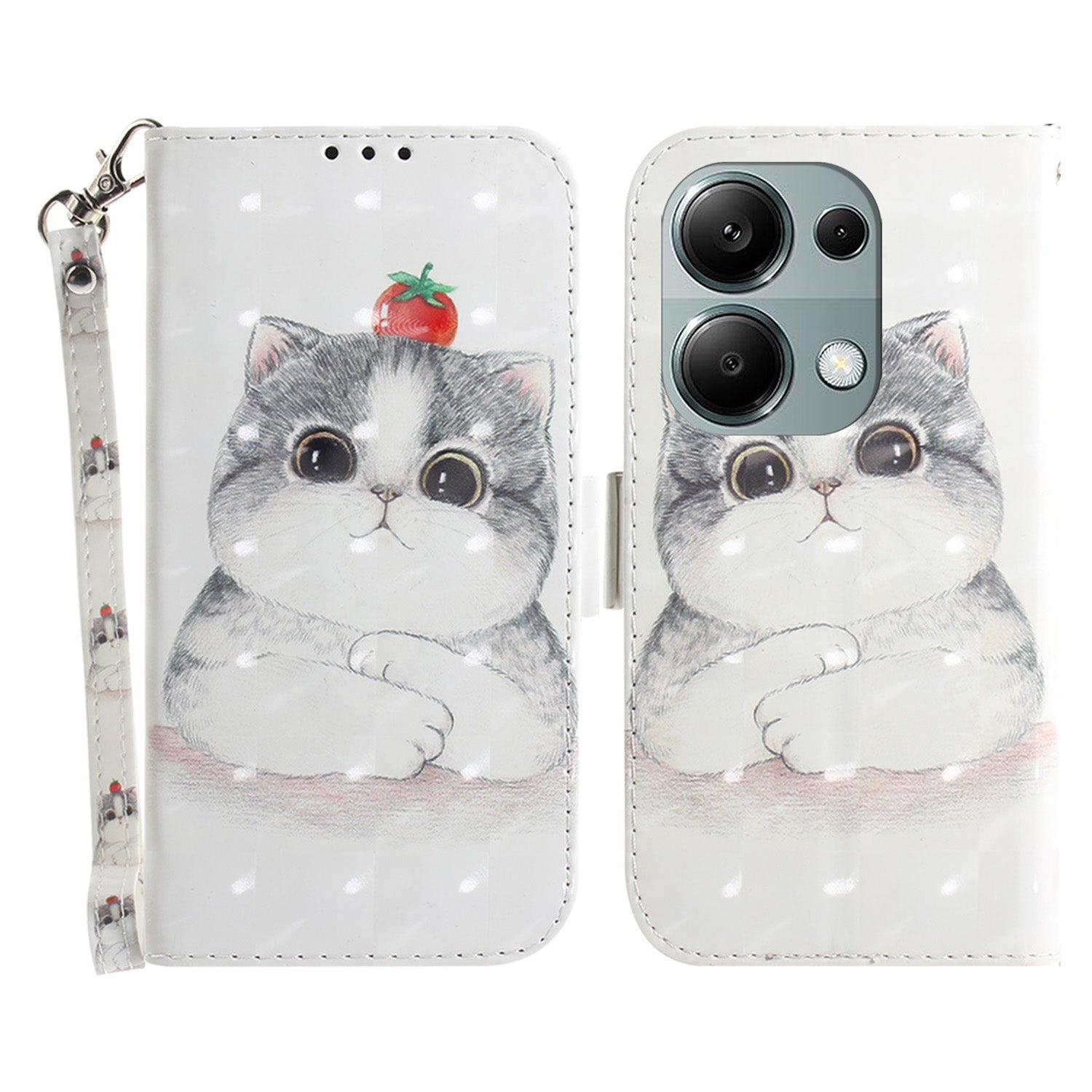 For Xiaomi Redmi Note 13 Pro 4G / Poco M6 Pro 4G Case Wallet Pattern Printed Leather Cover with Strap